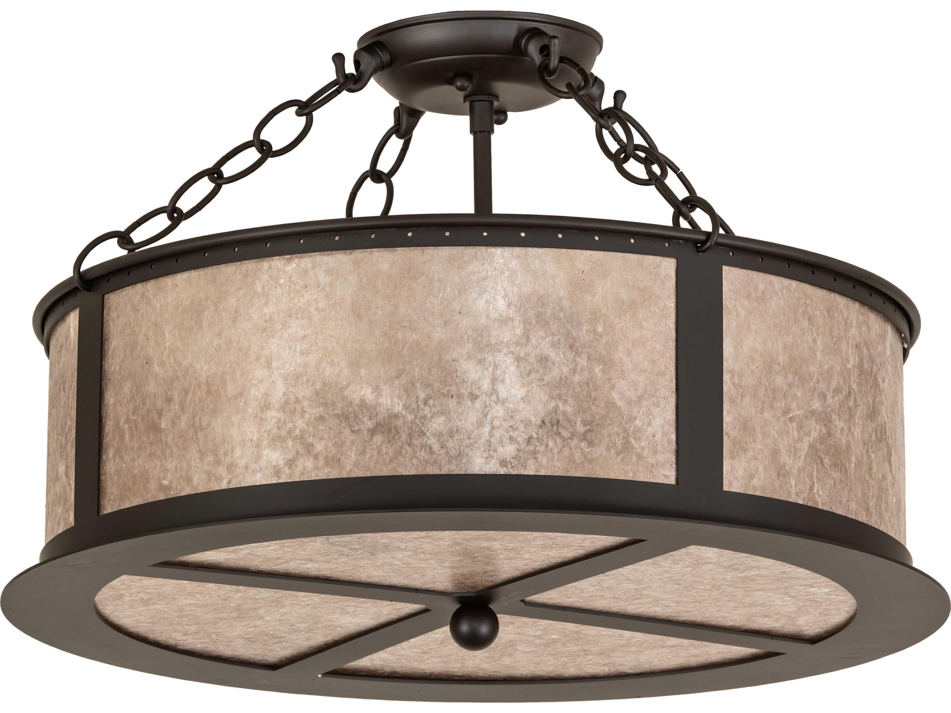 Meyda Craftsman Prime 4-Light Silver Mica Bronze Traditional Semi Flush Mount