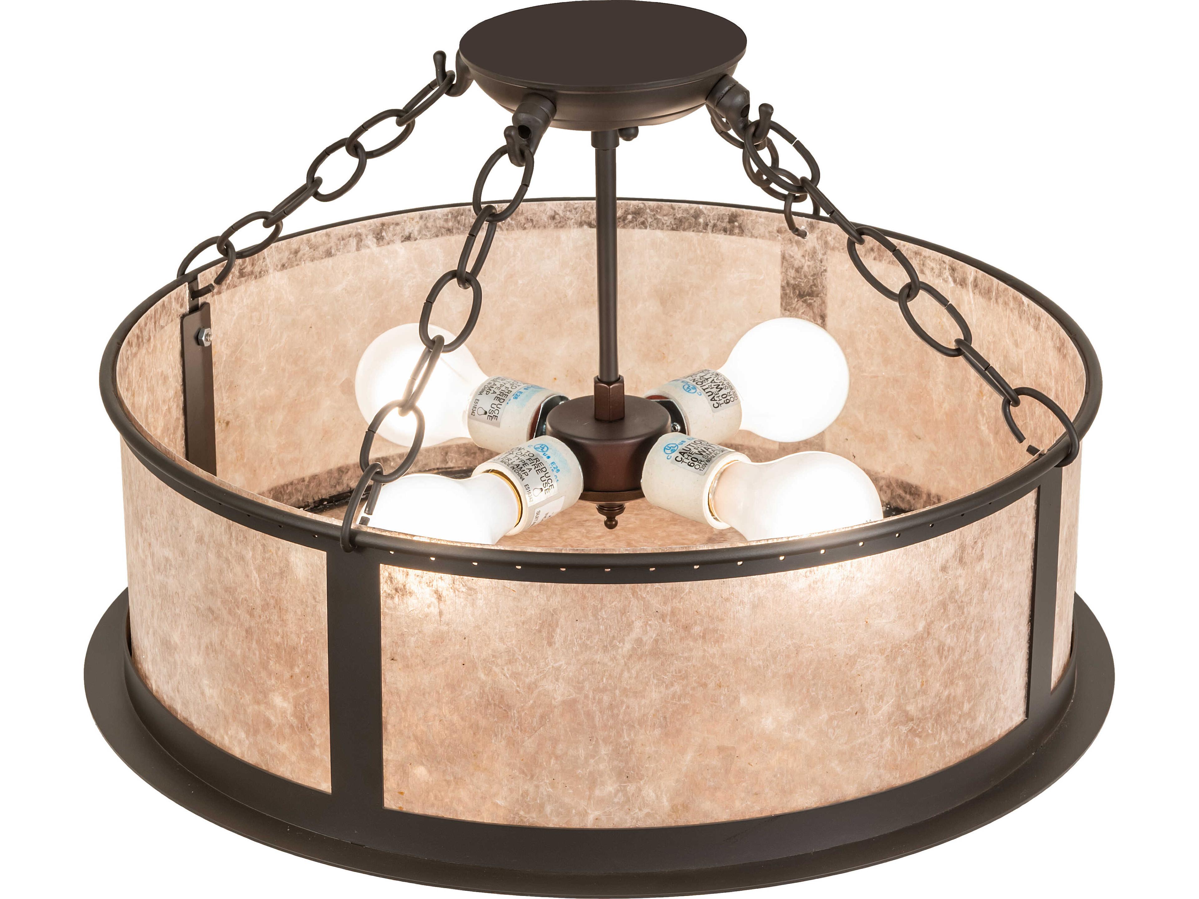 Meyda Craftsman Prime 4-Light Silver Mica Bronze Traditional Semi Flush Mount