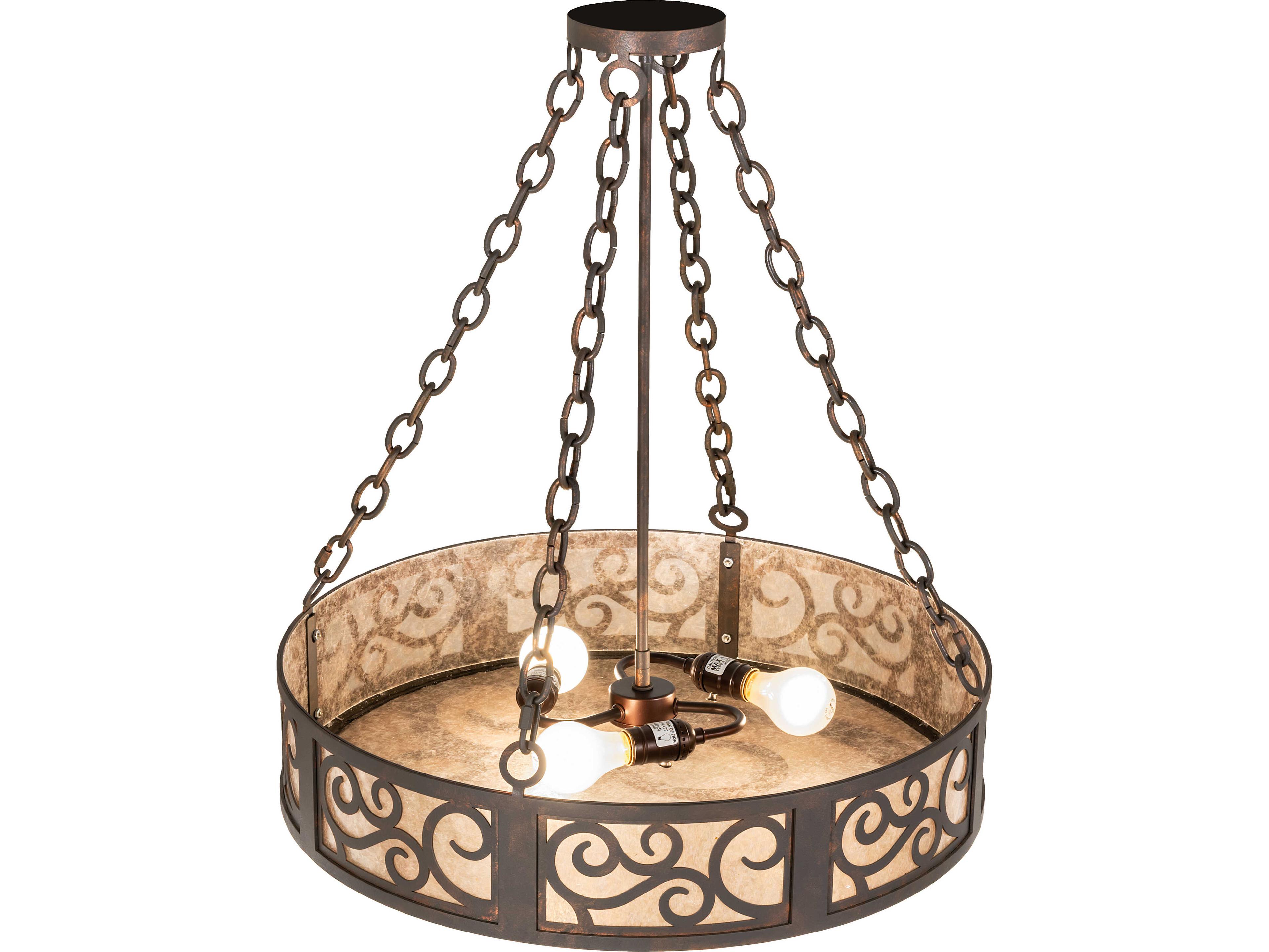 Meyda Dean 3-Light Silver Mica Copper Pendant