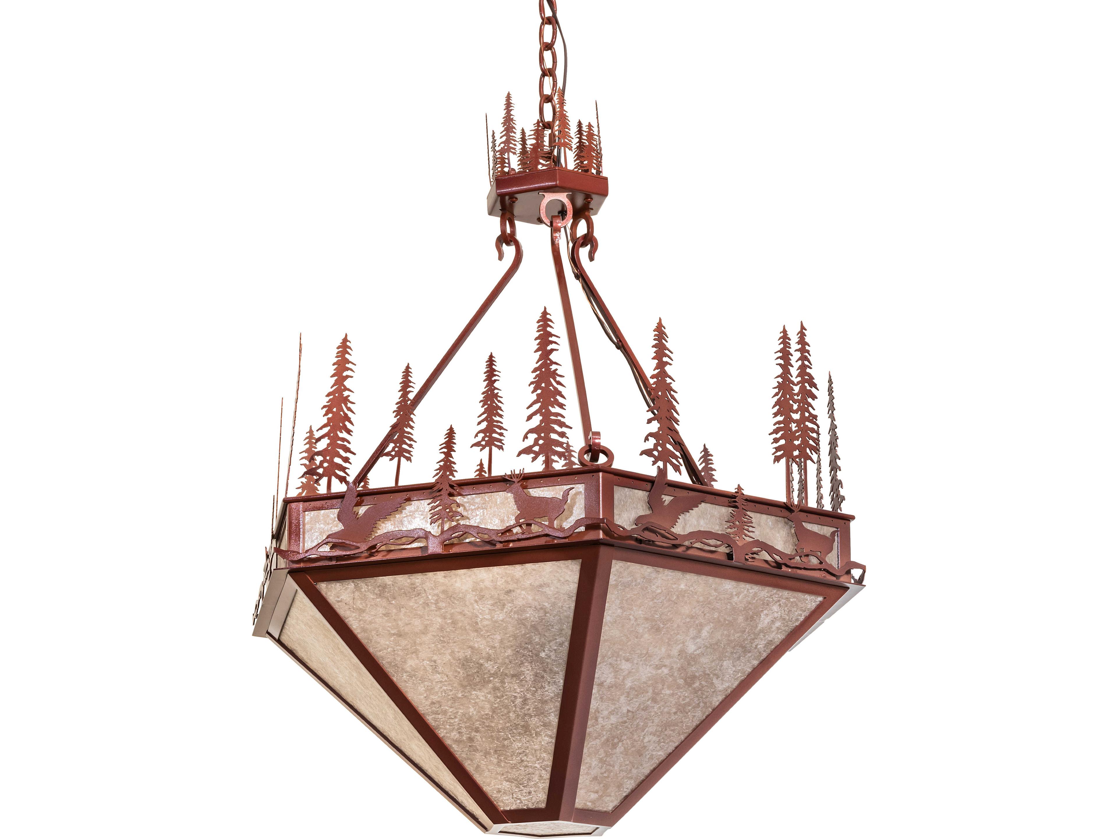 Meyda Wildlife At Pine Lake at 3-Light Silver Mica Copper Chandelier
