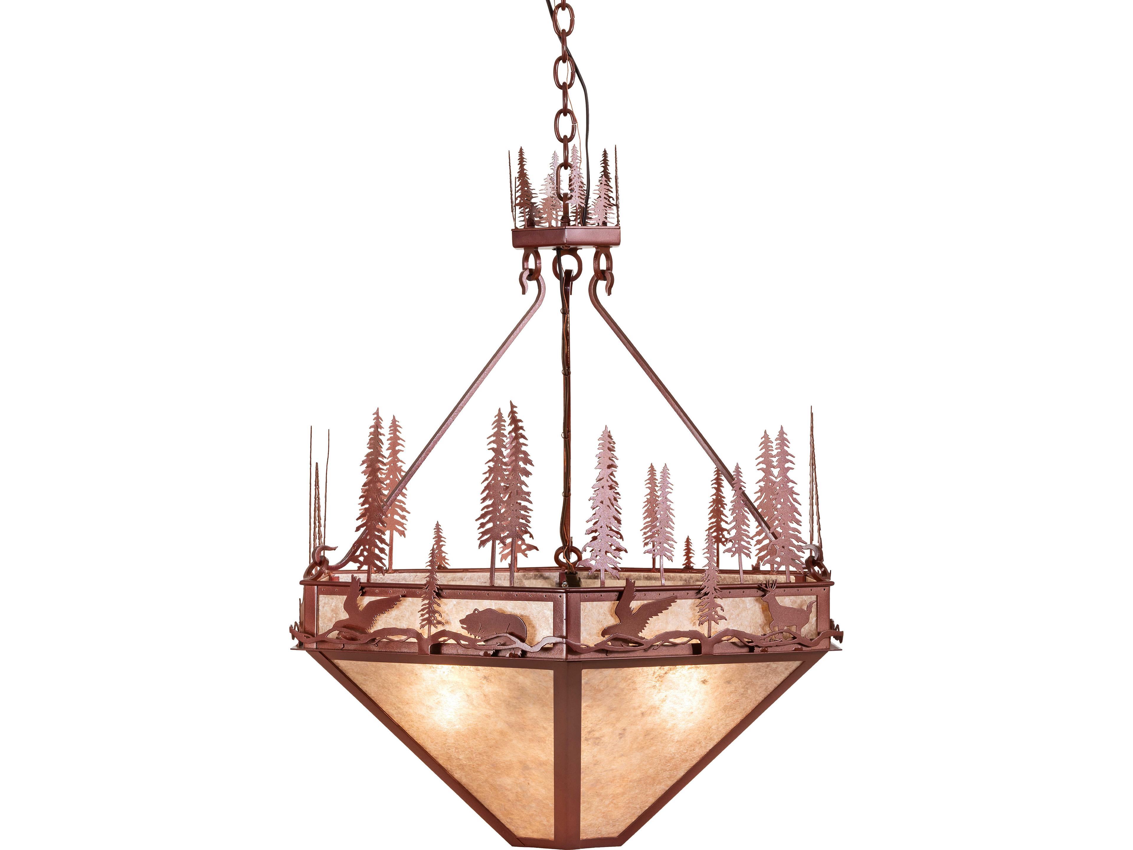 Meyda Wildlife At Pine Lake at 3-Light Silver Mica Copper Chandelier