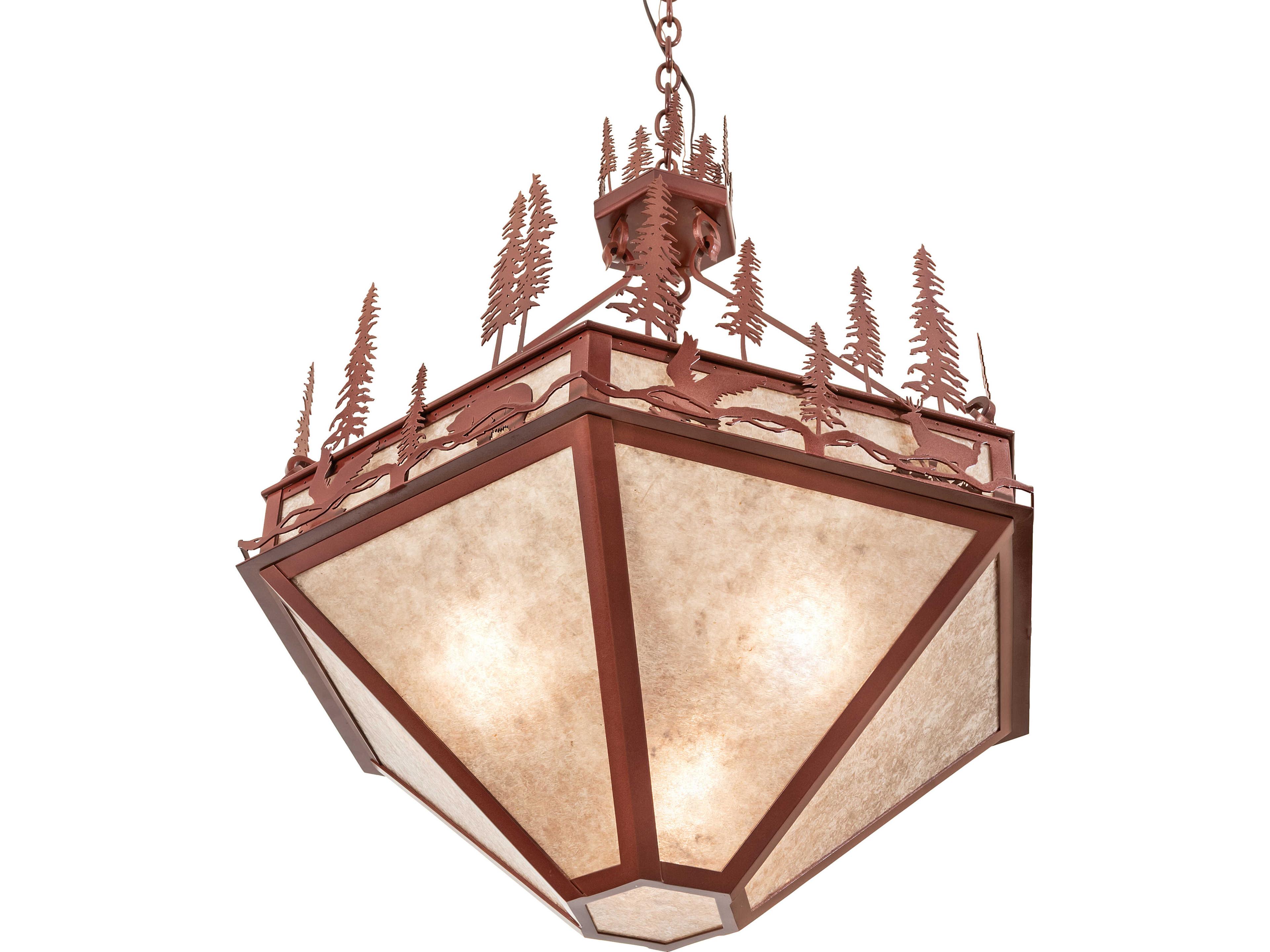 Meyda Wildlife At Pine Lake at 3-Light Silver Mica Copper Chandelier