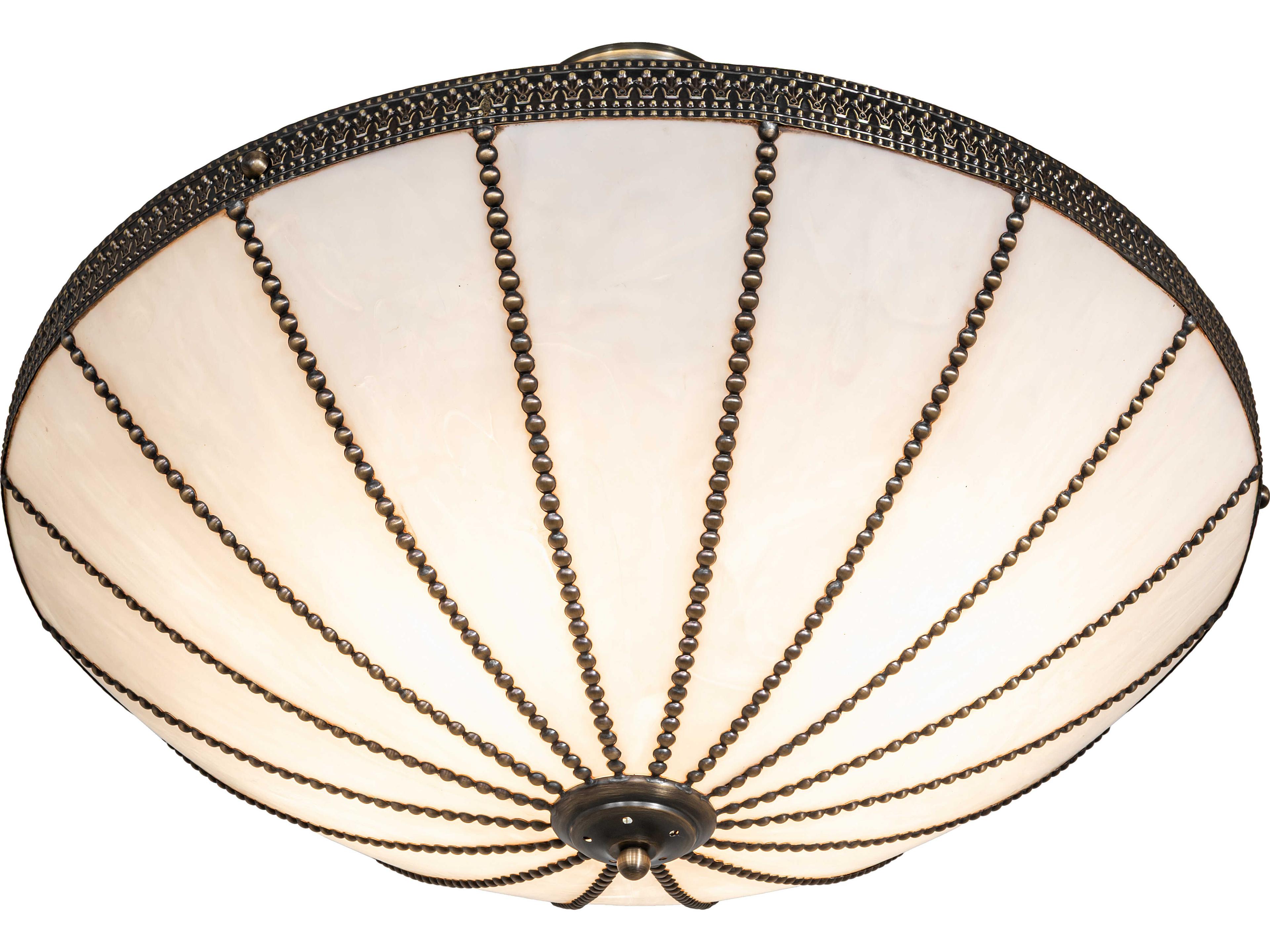 Meyda Shansky 4-Light White Art Glass Brass Traditional Semi Flush Mount