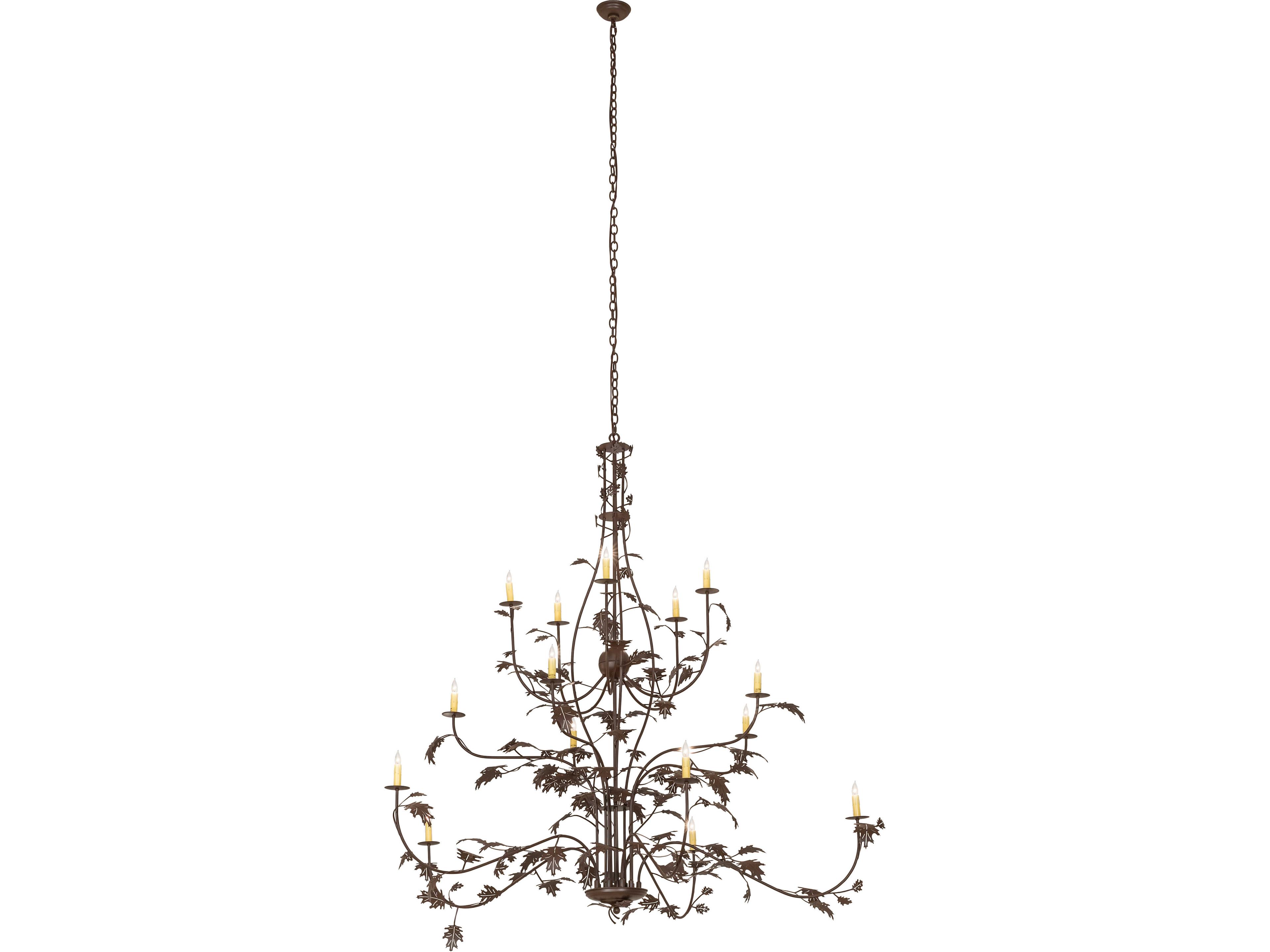 Meyda Oak Leaf 15-Light Cafe Noir Brown Traditional Tiered Chandelier