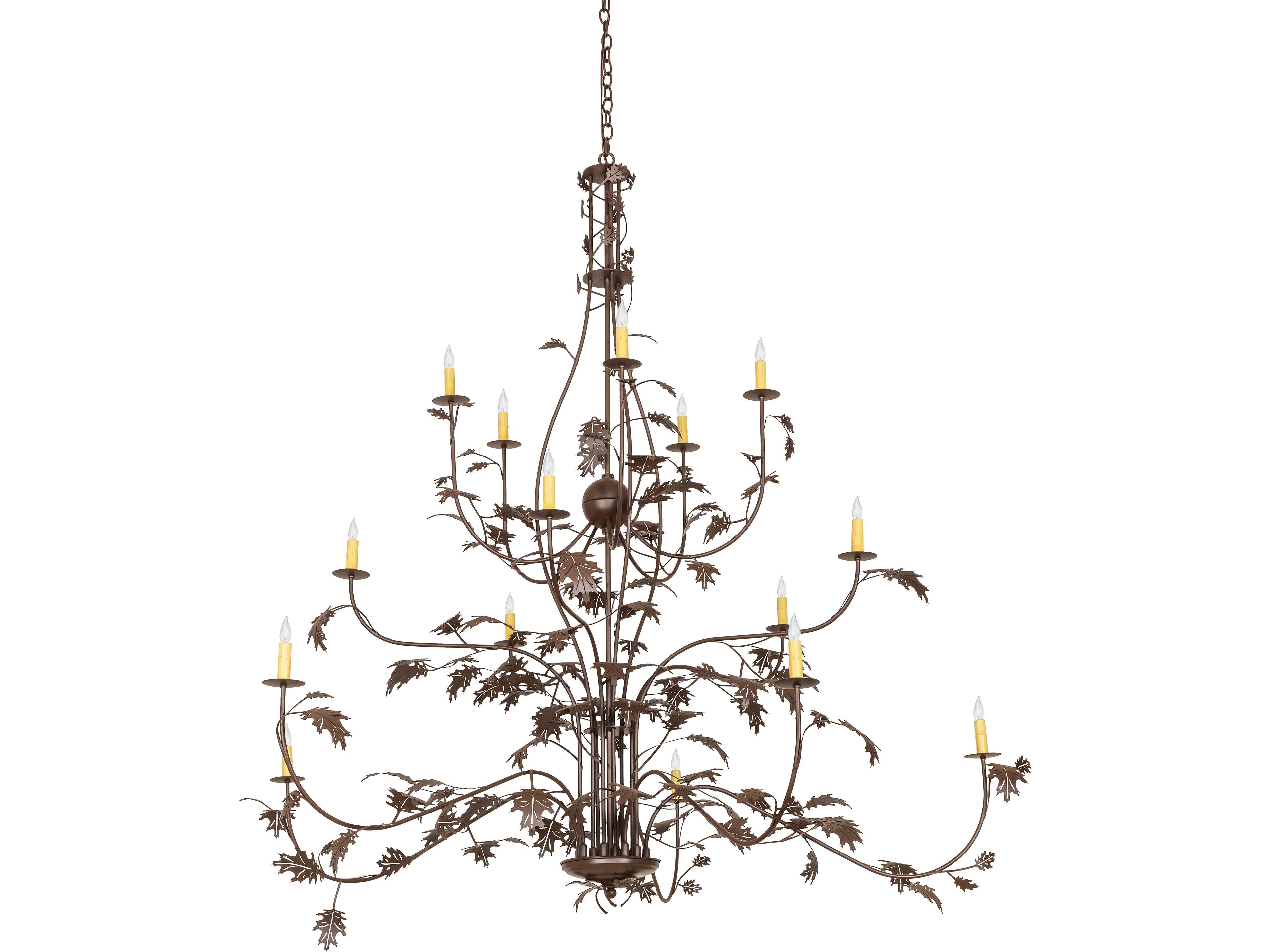 Meyda Oak Leaf 15-Light Cafe Noir Brown Traditional Tiered Chandelier