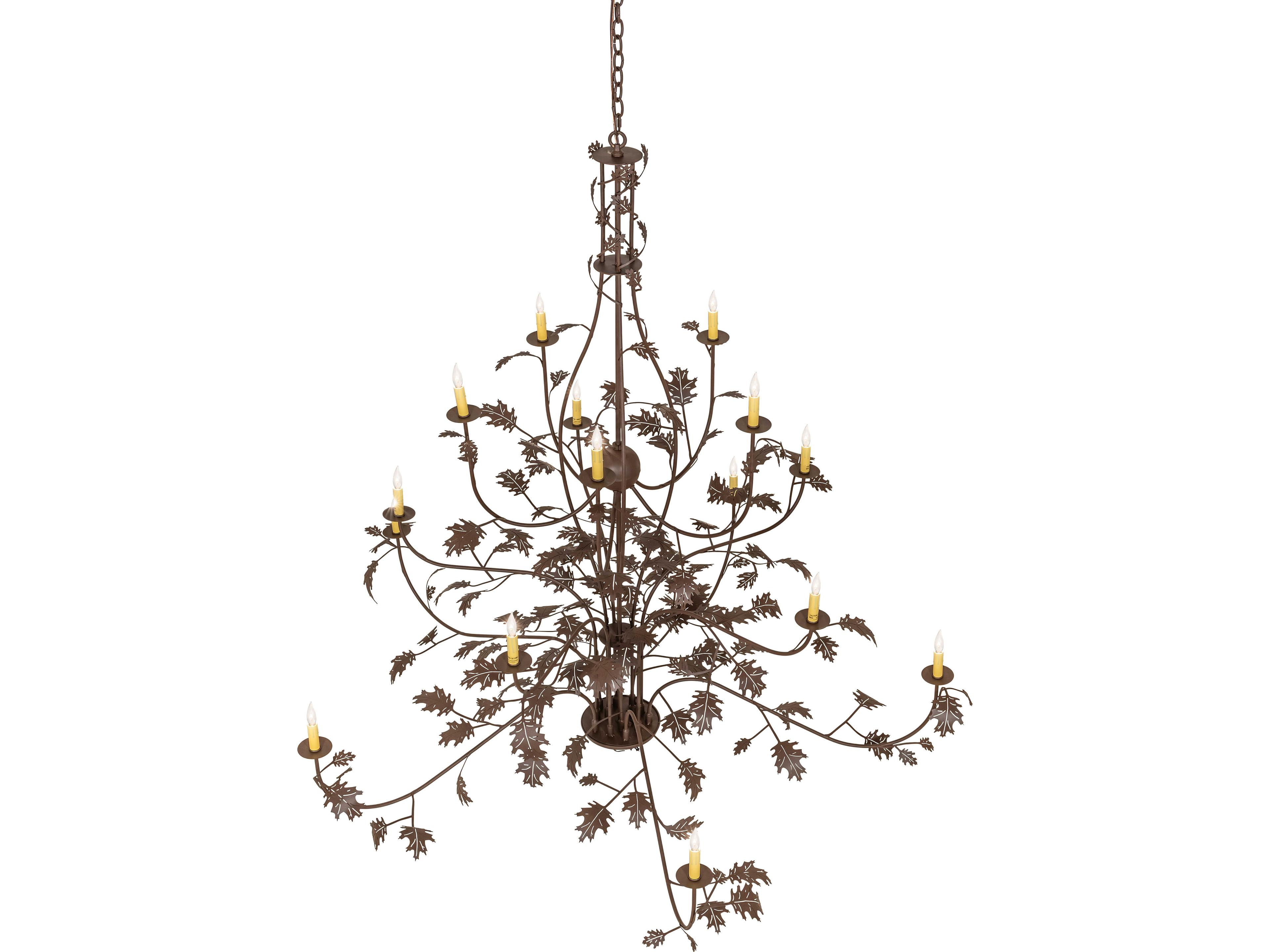 Meyda Oak Leaf 15-Light Cafe Noir Brown Traditional Tiered Chandelier