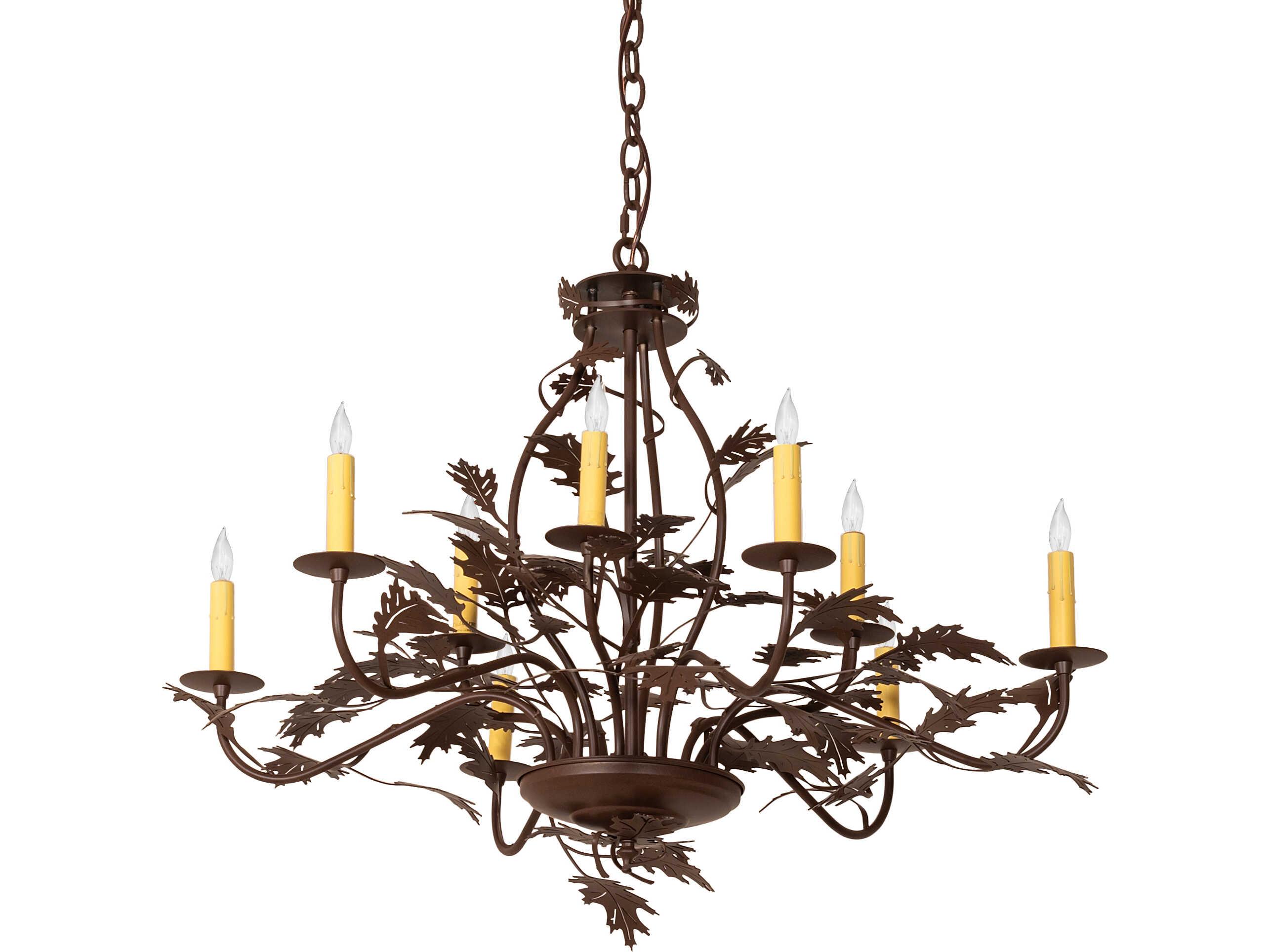 Meyda Oak Leaf 9-Light Cafe Noir Brown Traditional Chandelier