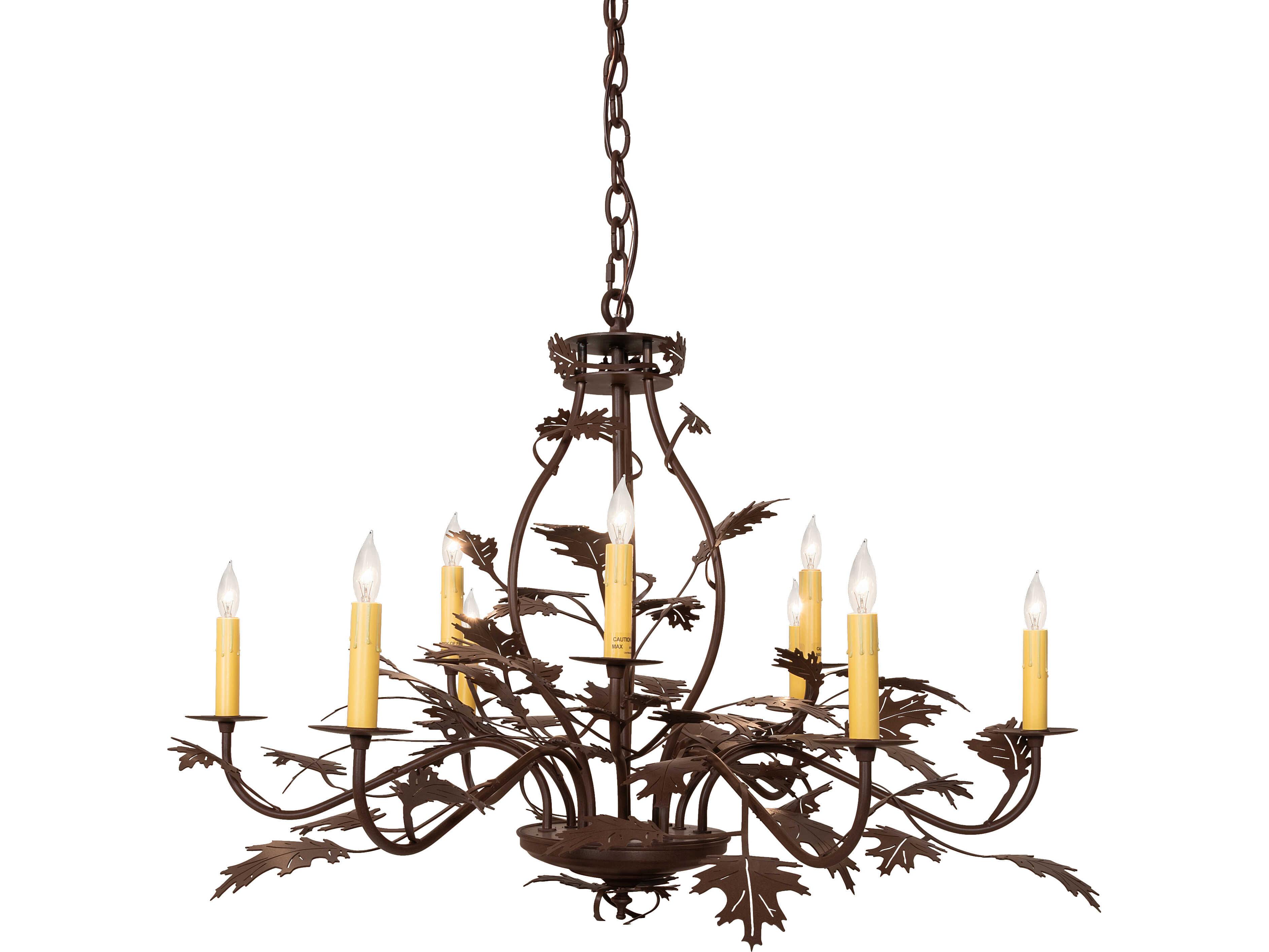 Meyda Oak Leaf 9-Light Cafe Noir Brown Traditional Chandelier