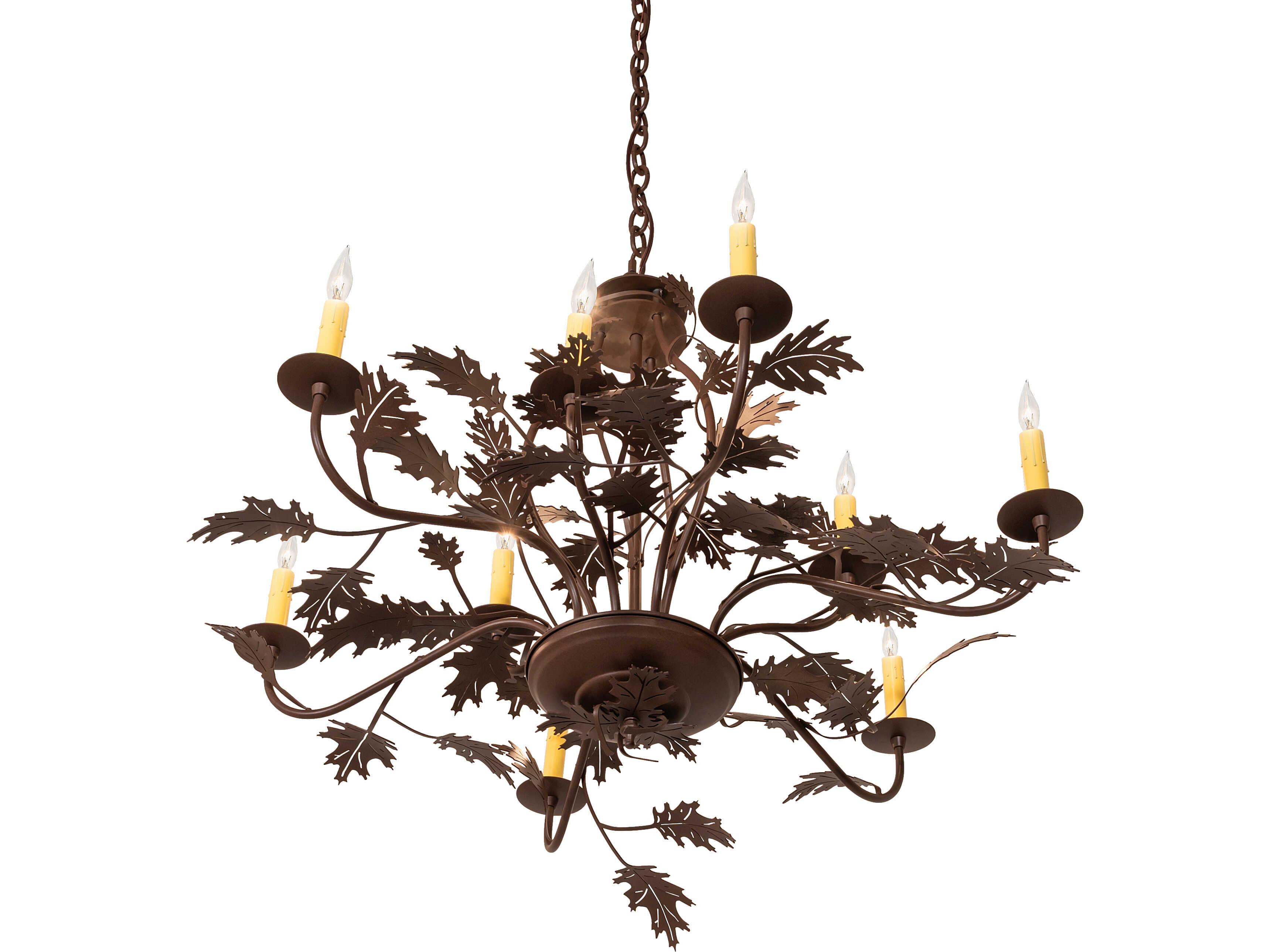 Meyda Oak Leaf 9-Light Cafe Noir Brown Traditional Chandelier