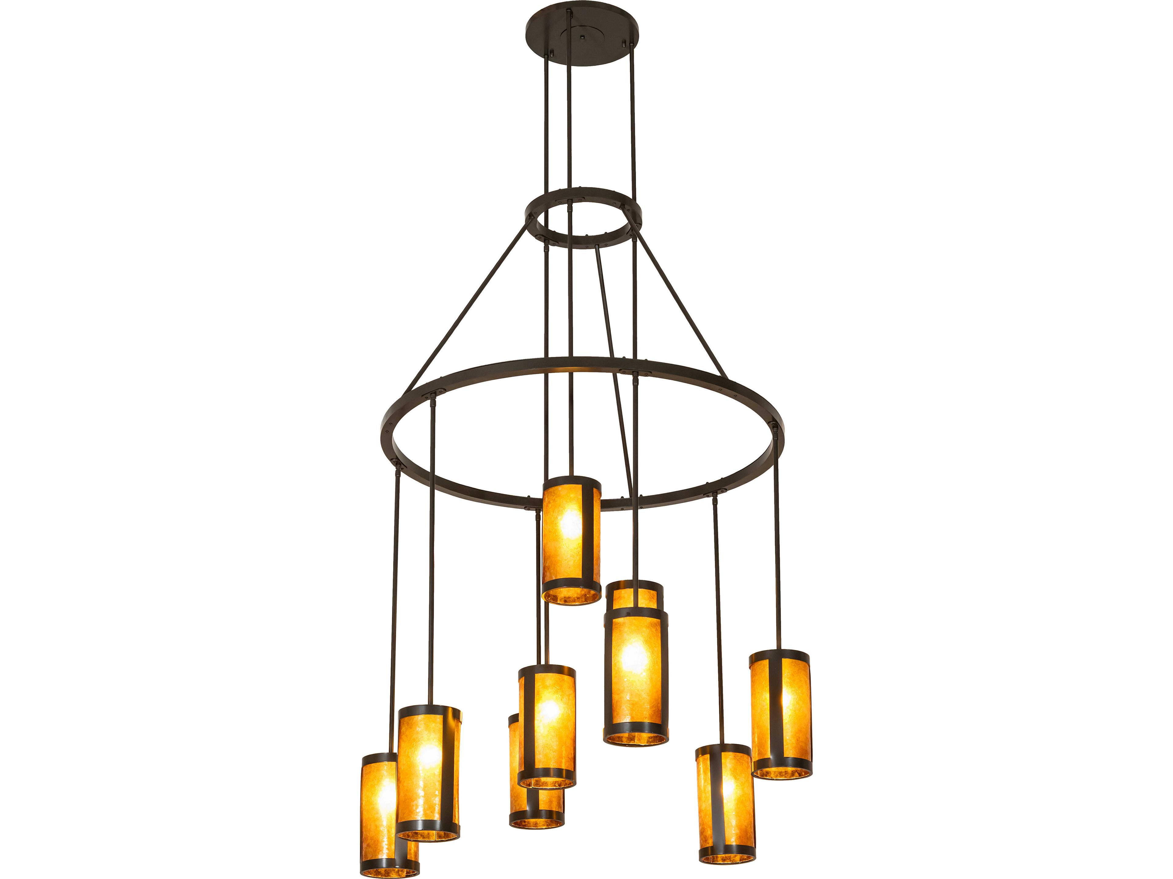 Meyda Cartier 9-Light Amber Mica Steel Traditional Pendant