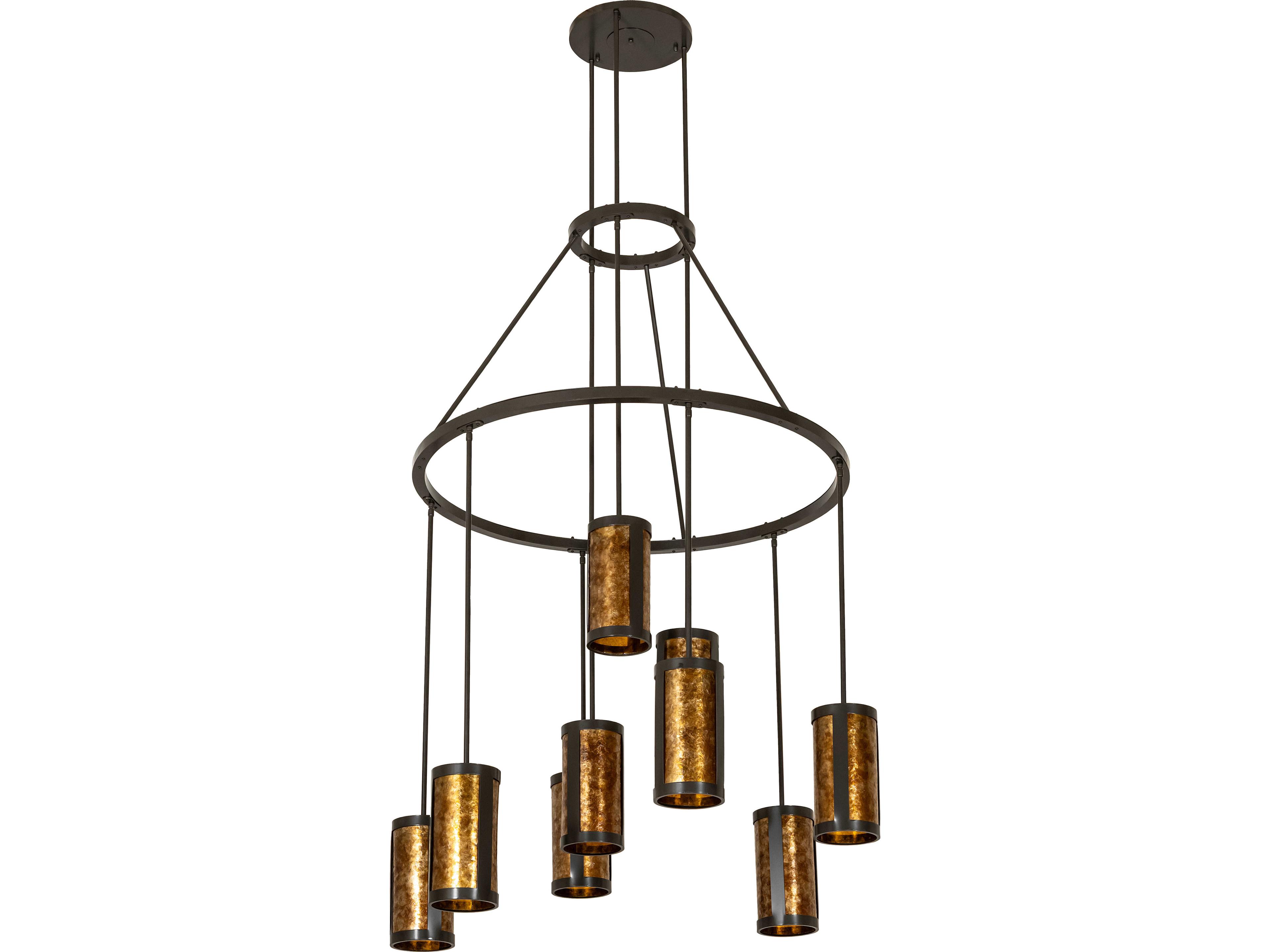 Meyda Cartier 9-Light Amber Mica Steel Traditional Pendant