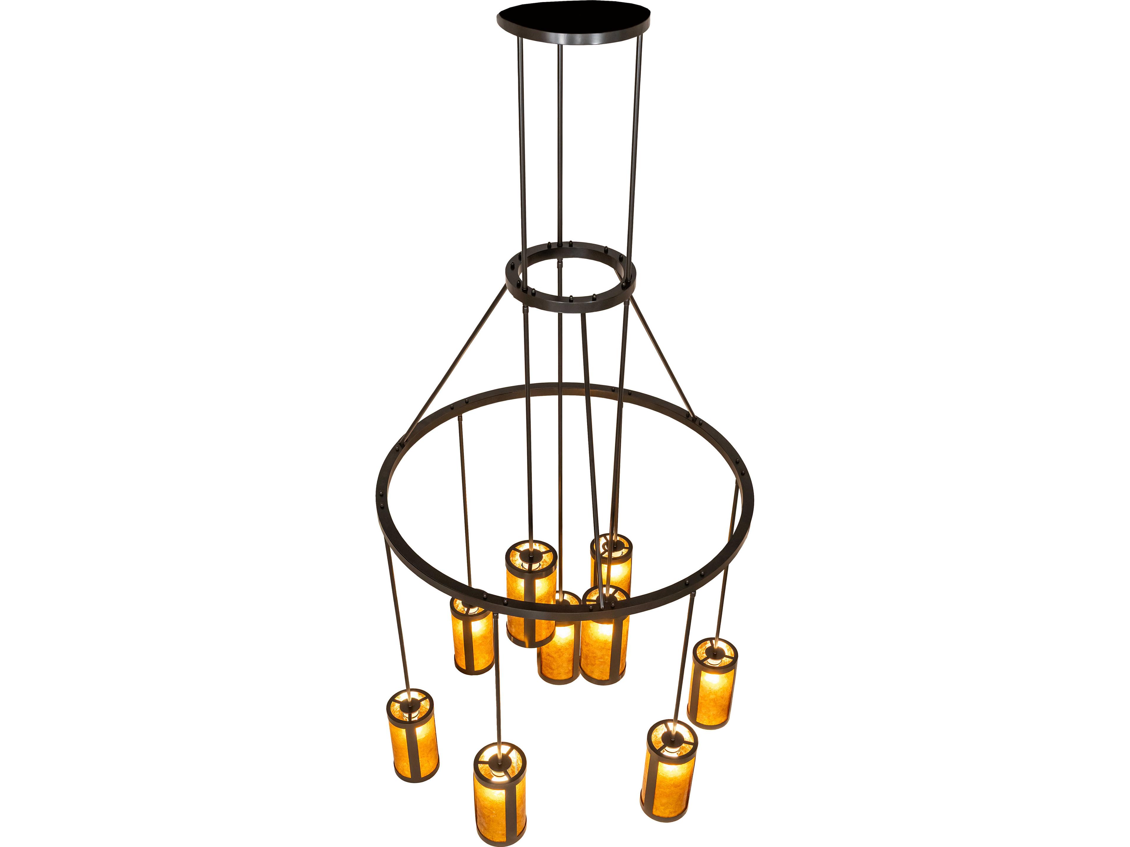 Meyda Cartier 9-Light Amber Mica Steel Traditional Pendant