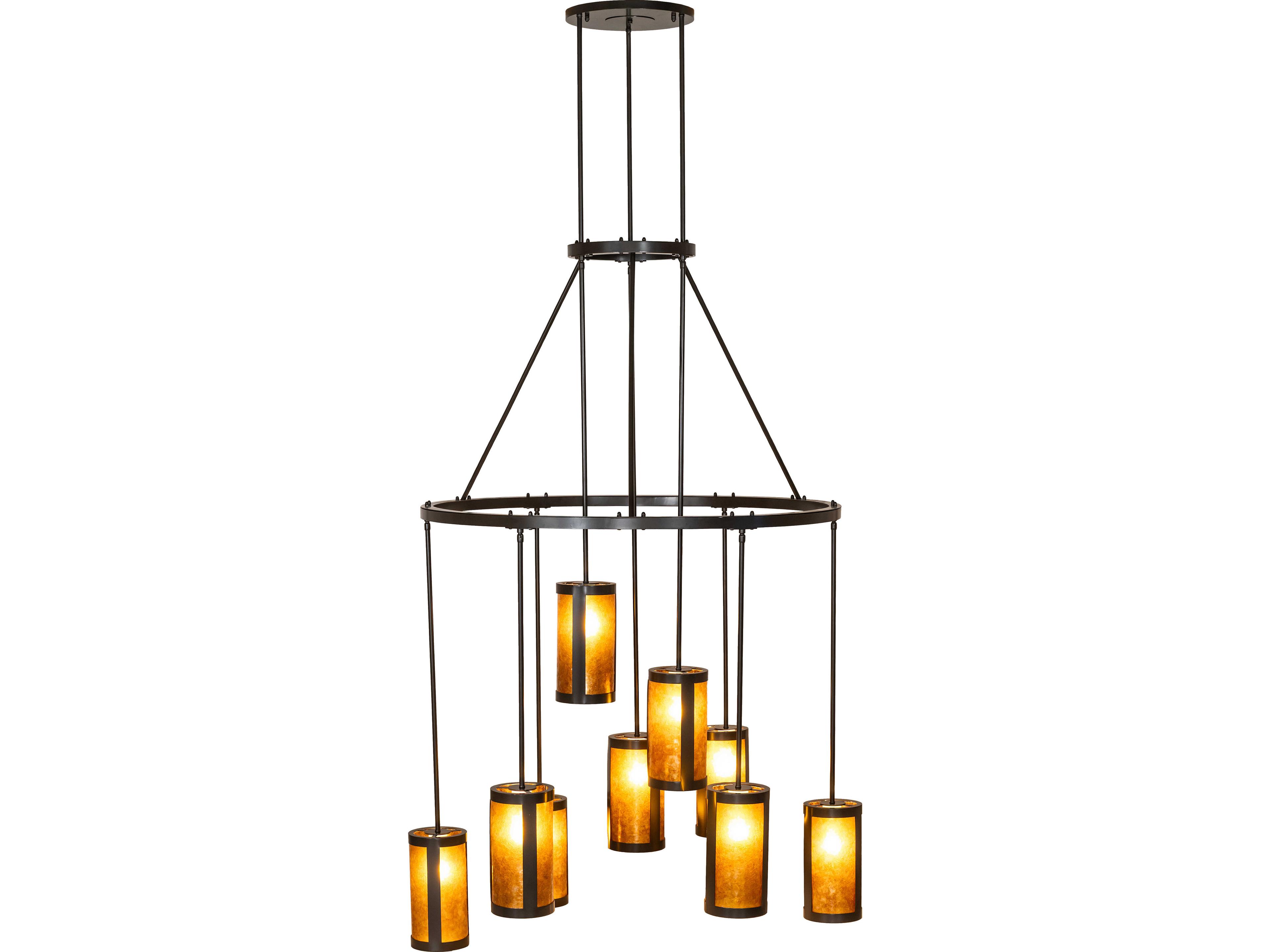 Meyda Cartier 9-Light Amber Mica Steel Traditional Pendant
