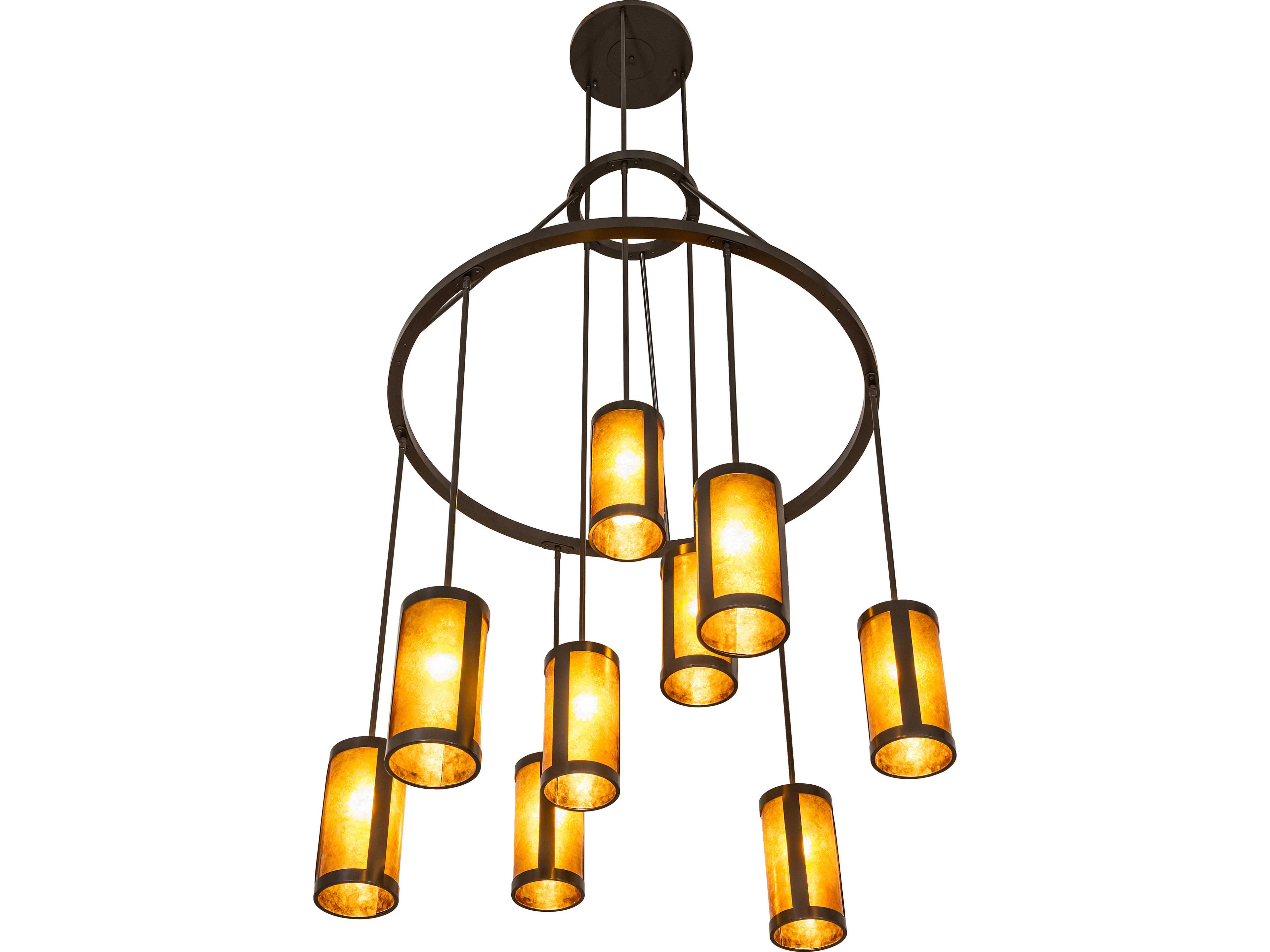 Meyda Cartier 9-Light Amber Mica Steel Traditional Pendant