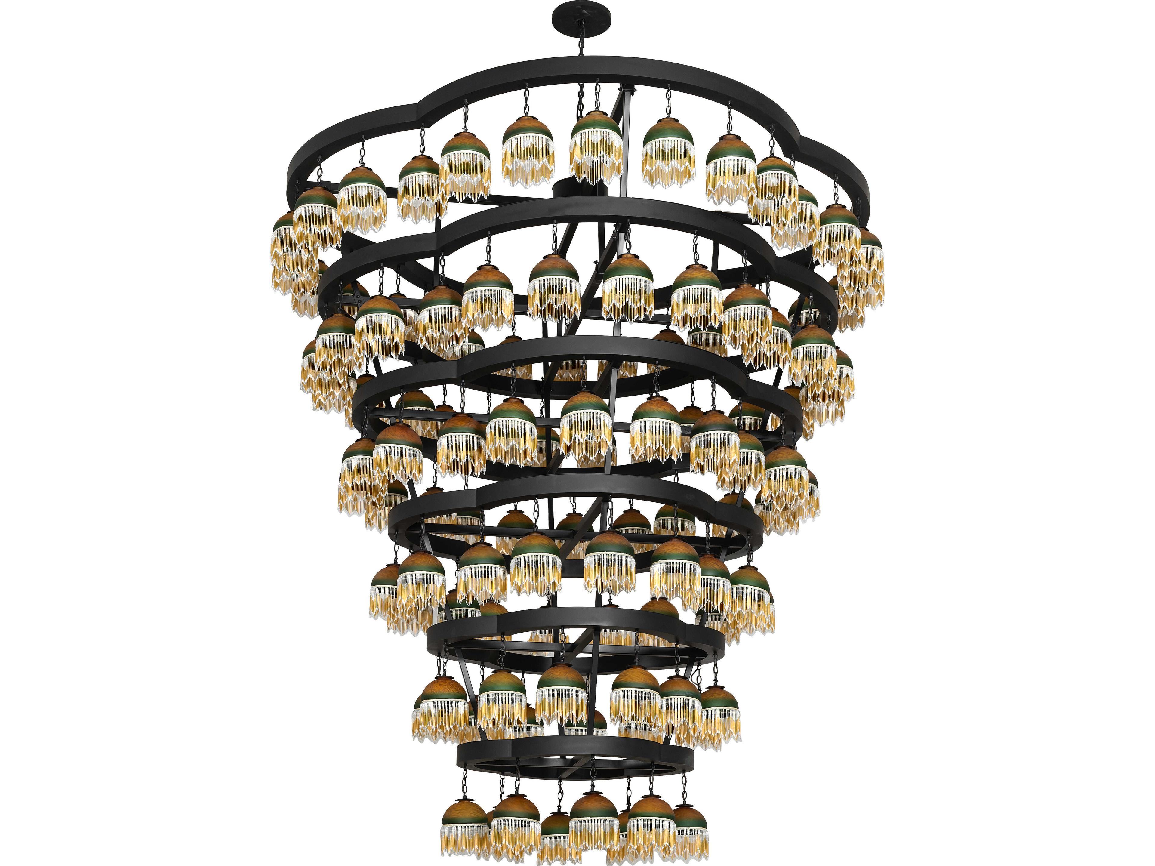 Meyda Cretella 108-Light Black Geometric Tiered Chandelier