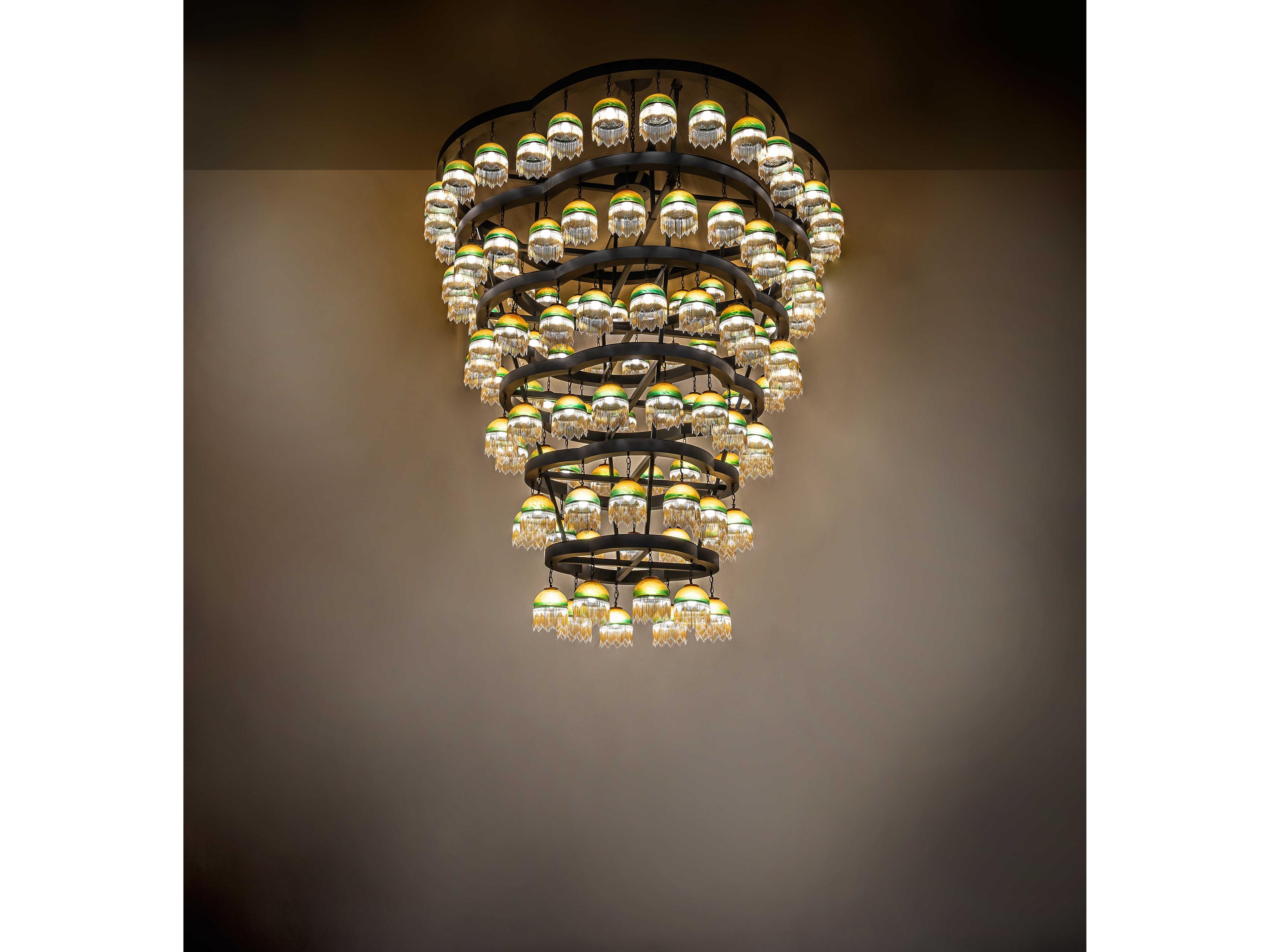 Meyda Cretella 108-Light Black Geometric Tiered Chandelier