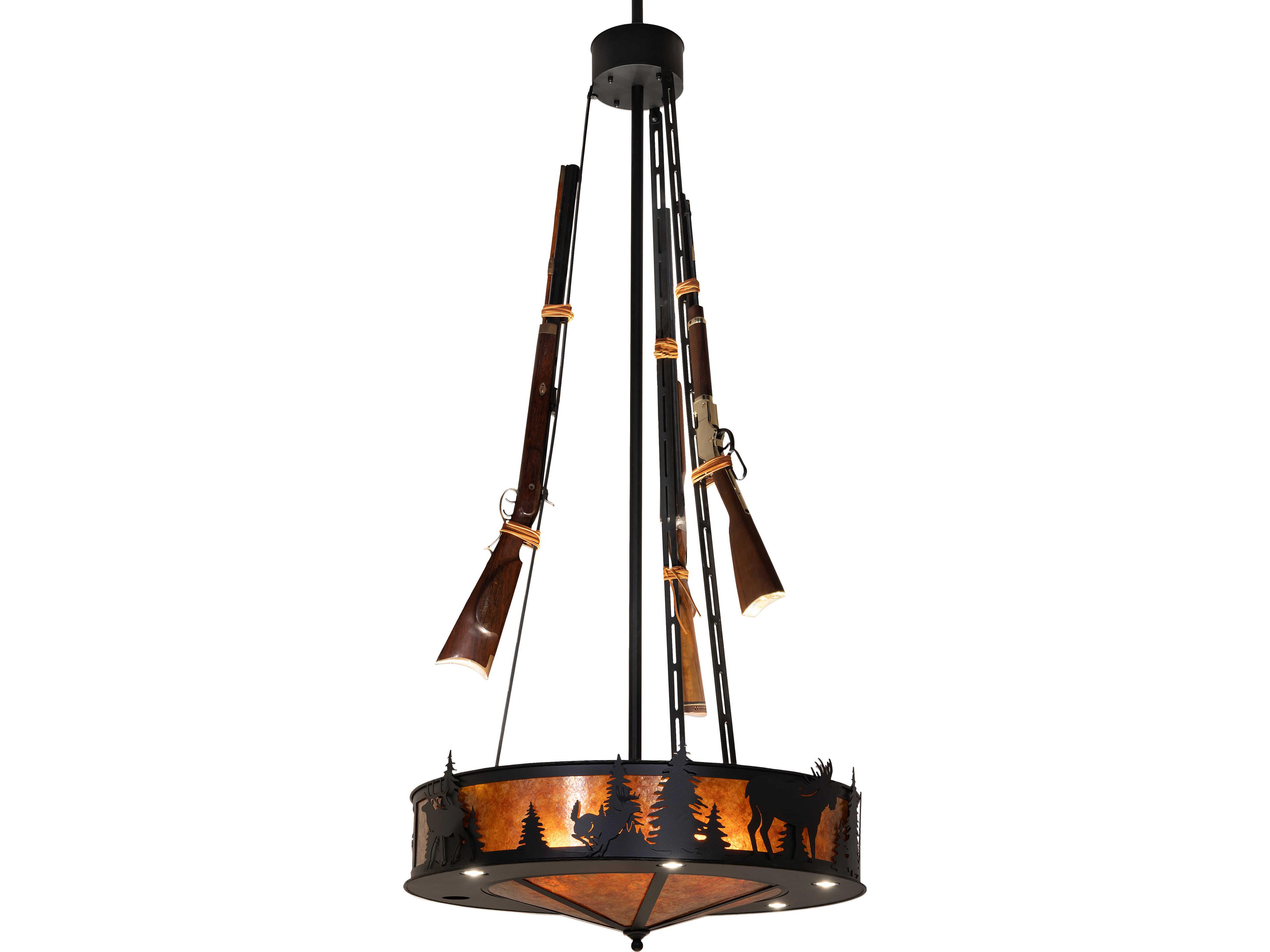Meyda Roosevelt 6-Light Amber Mica Black Pendant