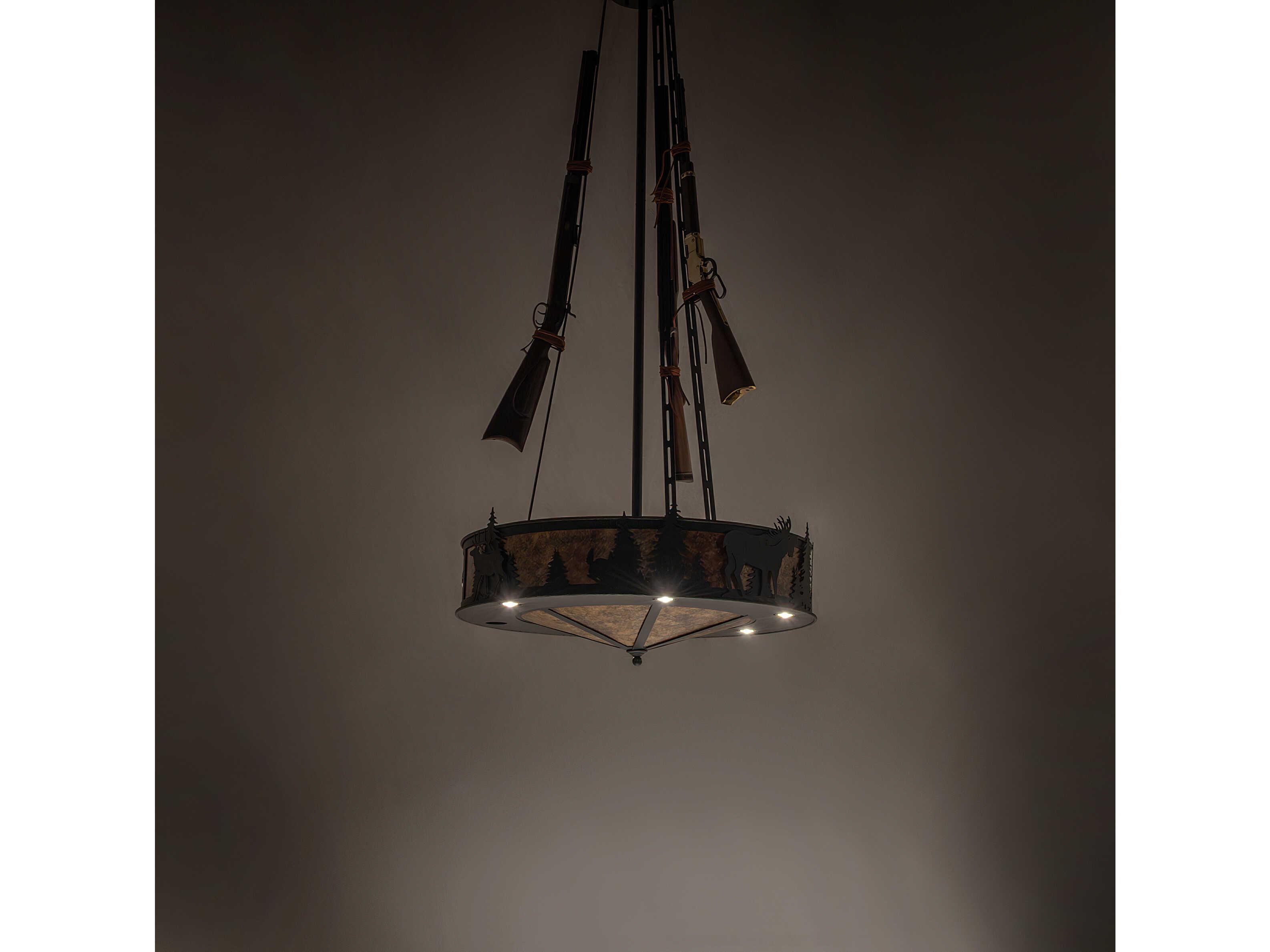 Meyda Roosevelt 6-Light Amber Mica Black Pendant