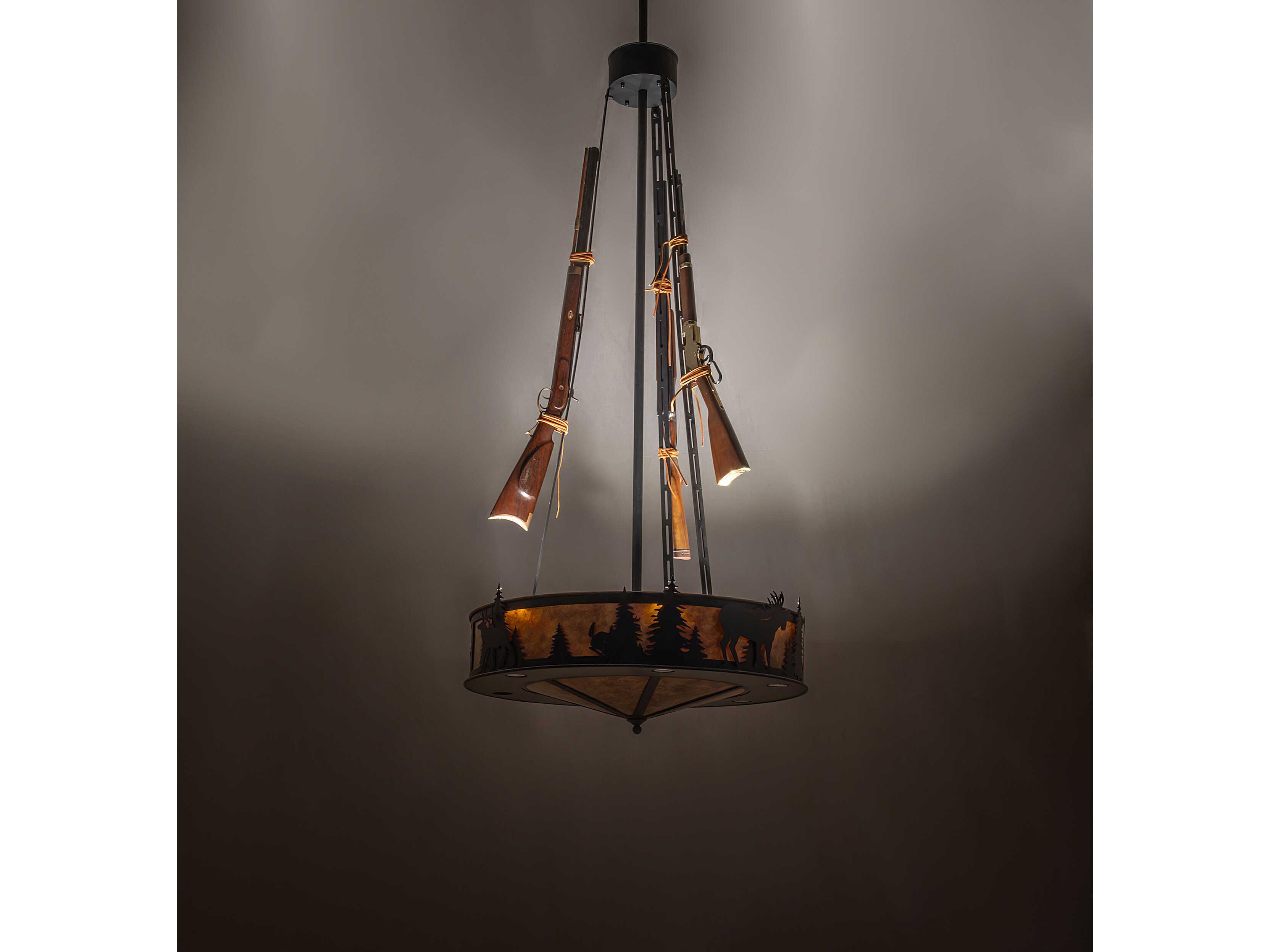 Meyda Roosevelt 6-Light Amber Mica Black Pendant