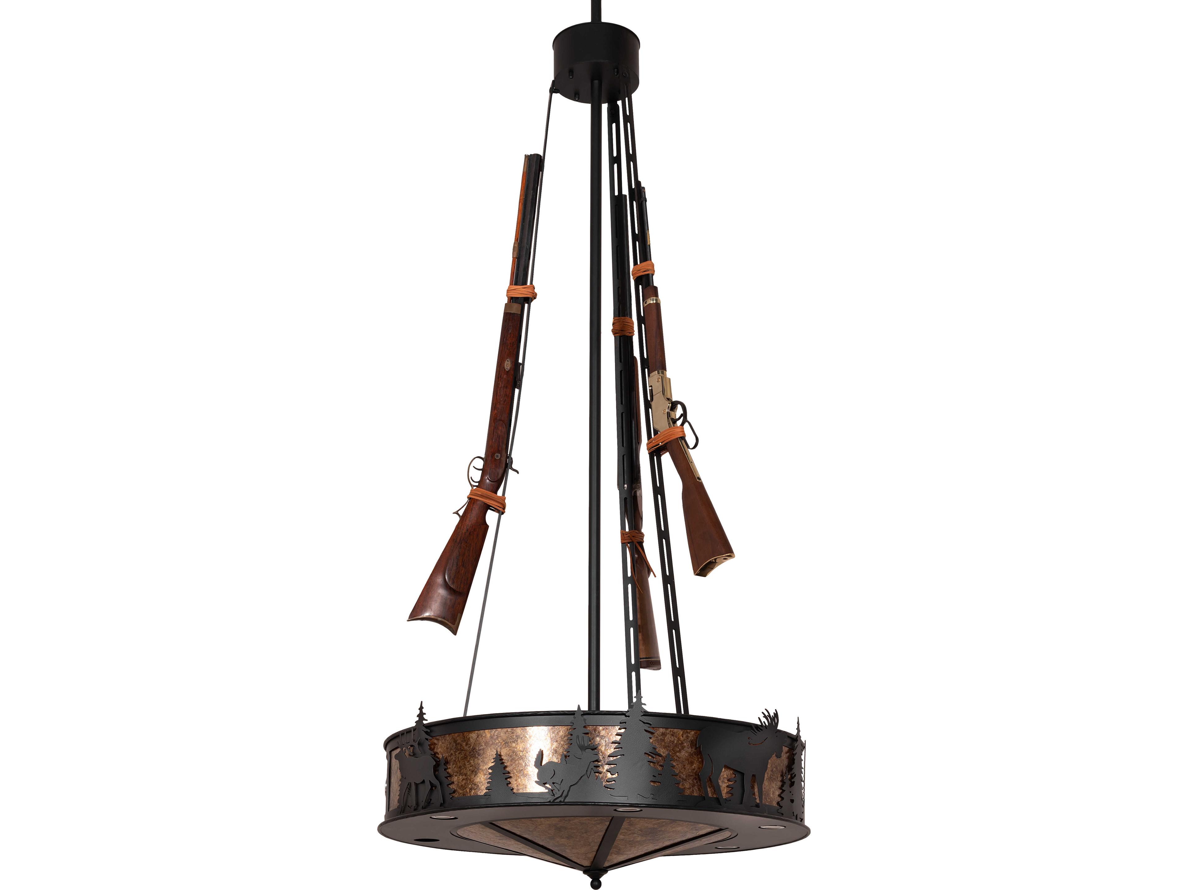 Meyda Roosevelt 6-Light Amber Mica Black Pendant