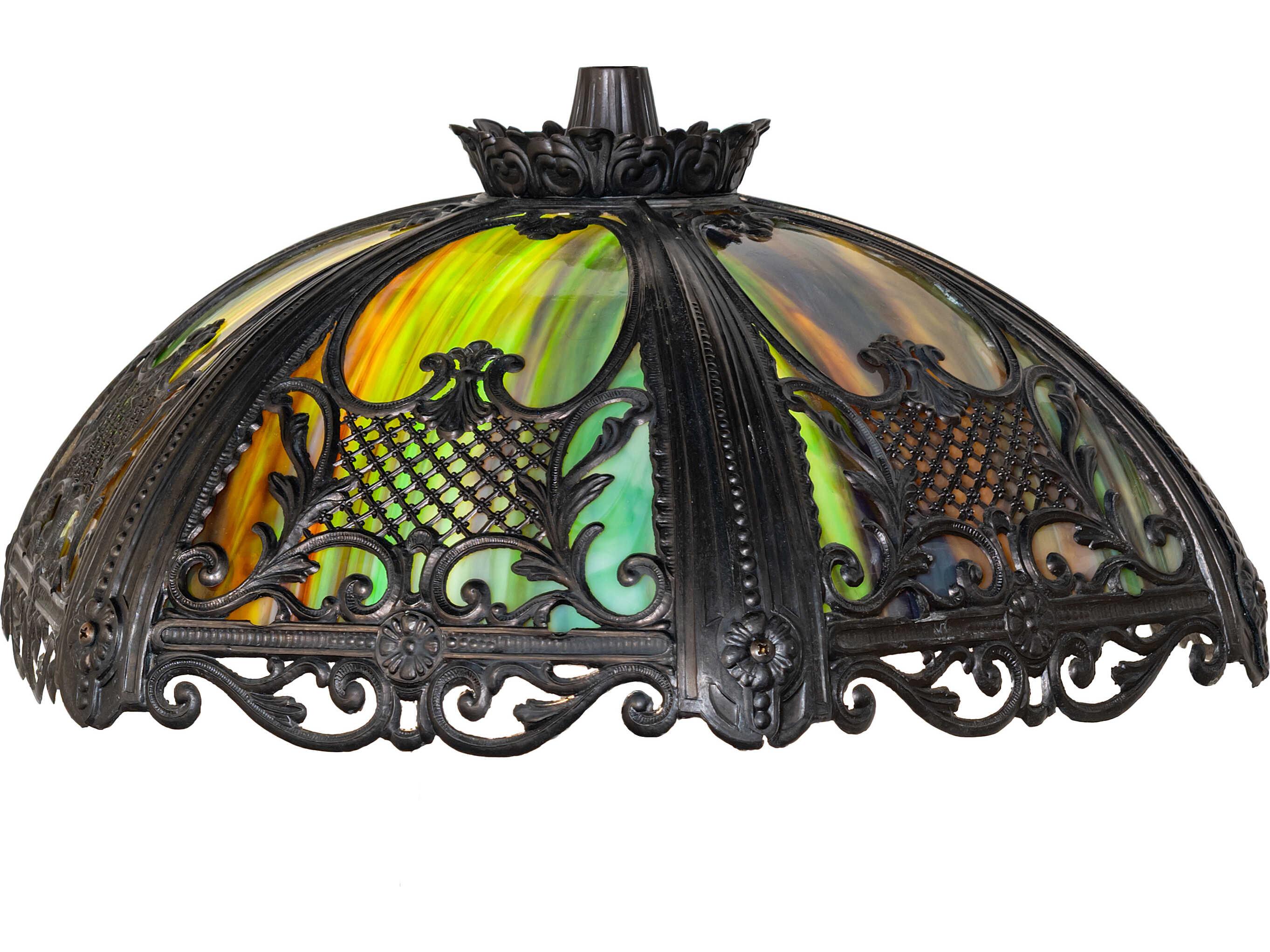 Meyda Lattice Green; Blue & Brown Art Glass