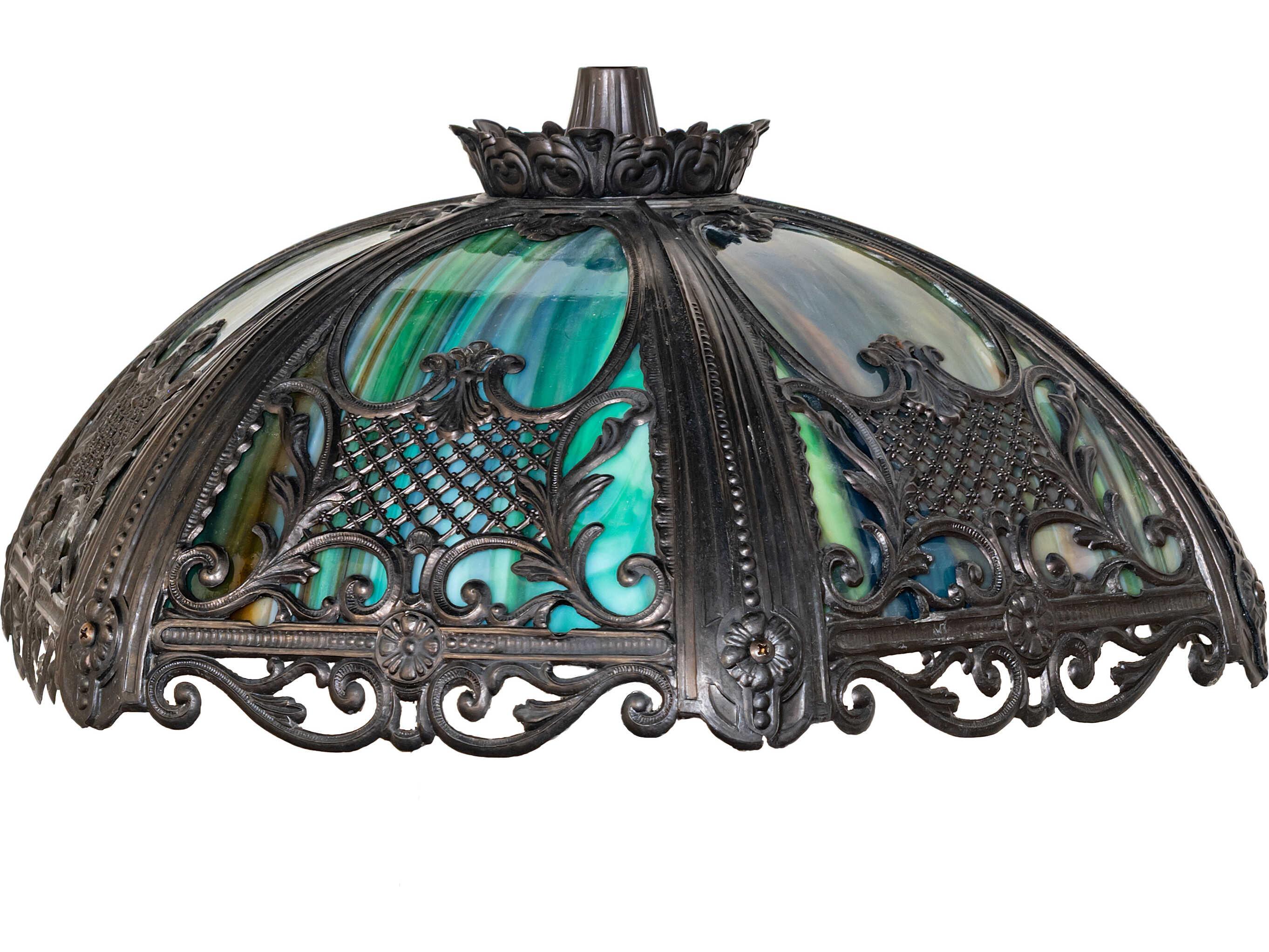 Meyda Lattice Green; Blue & Brown Art Glass