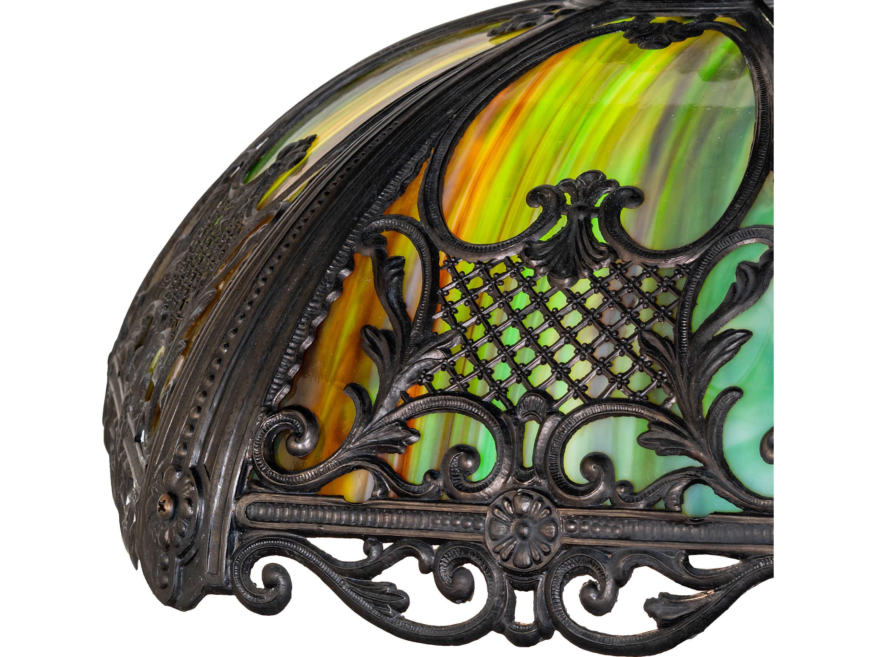 Meyda Lattice Green; Blue & Brown Art Glass