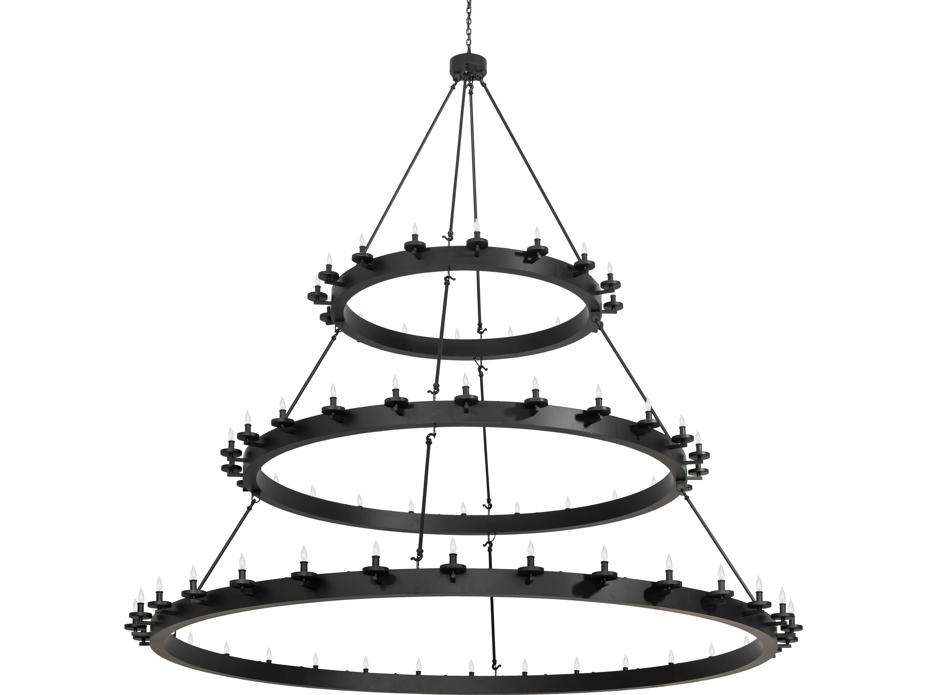 Meyda Loxley 72-Light Solar Black Traditional Tiered Chandelier