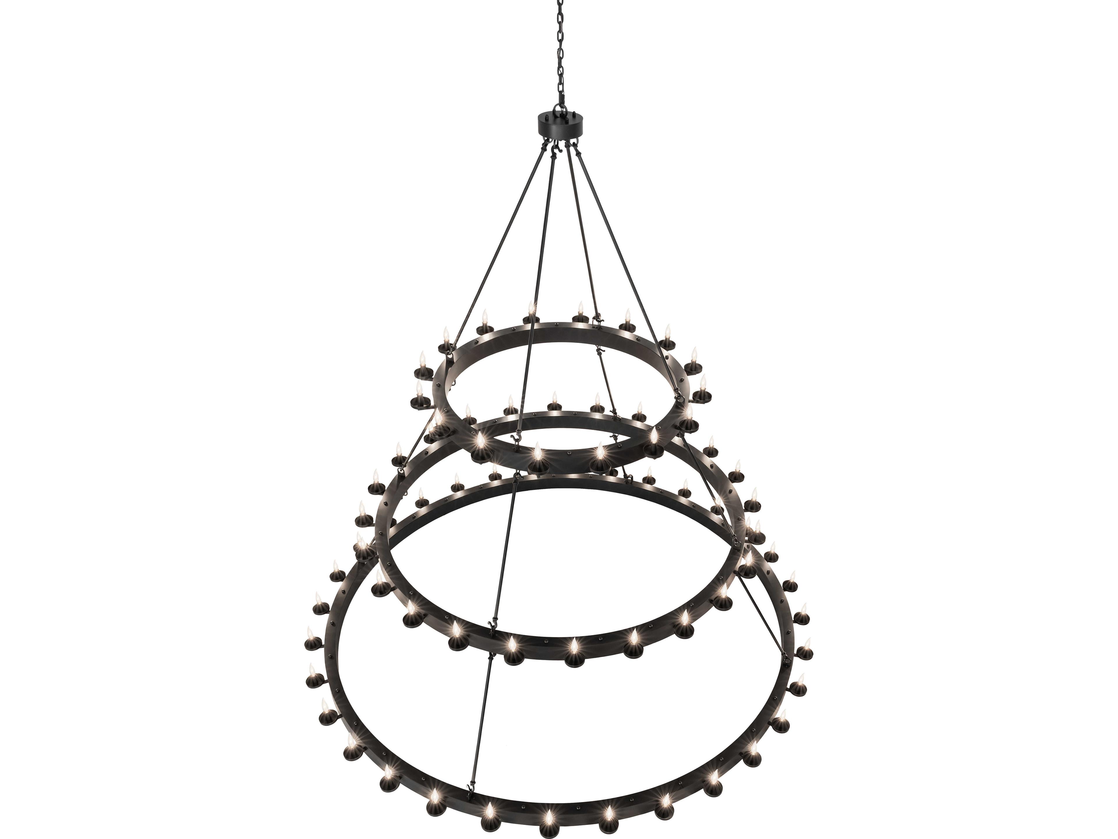 Meyda Loxley 72-Light Solar Black Traditional Tiered Chandelier