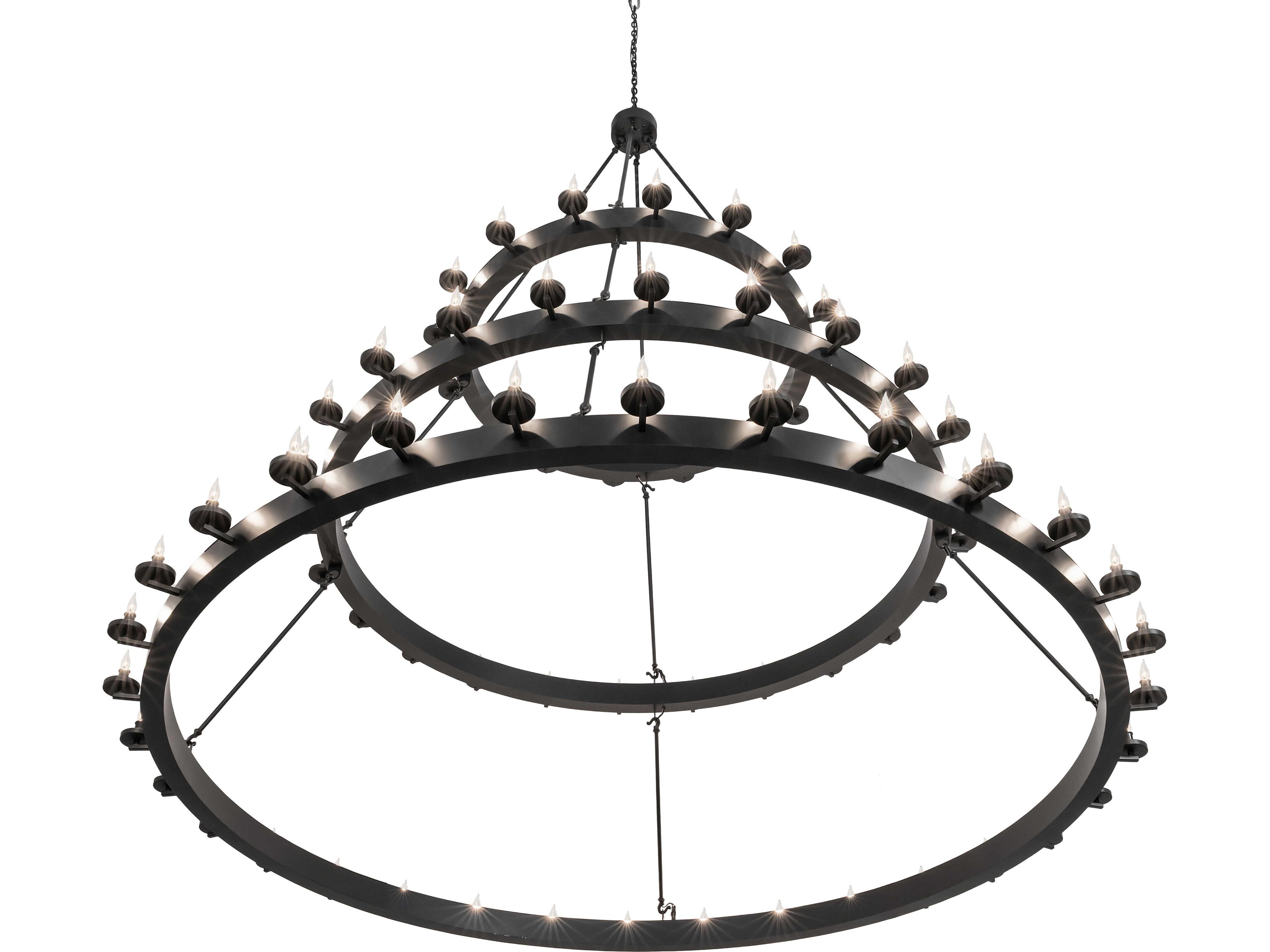 Meyda Loxley 72-Light Solar Black Traditional Tiered Chandelier
