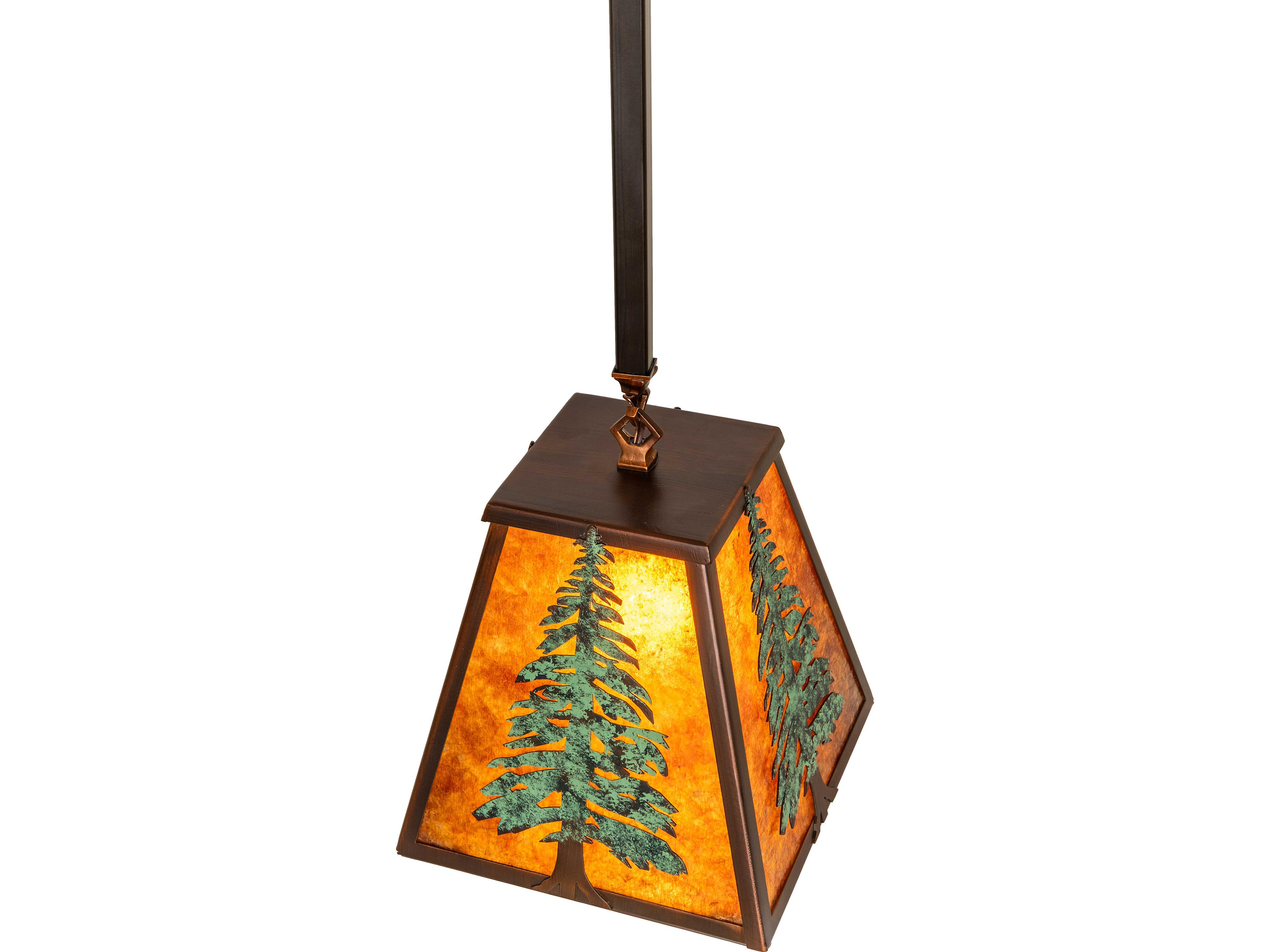 Meyda Tall Pines 1-Light Amber Mica Copper Traditional Mini Pendant