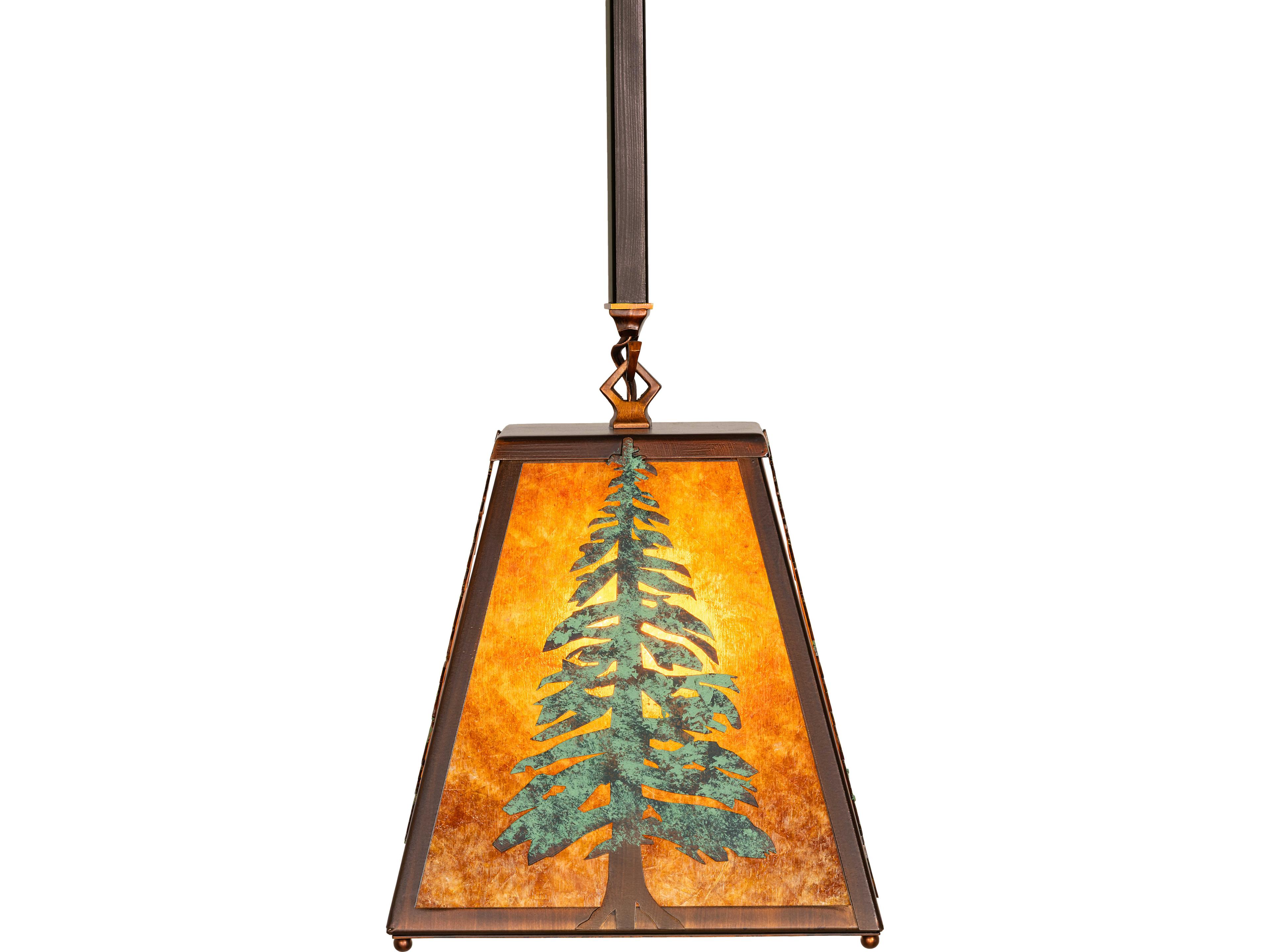 Meyda Tall Pines 1-Light Amber Mica Copper Traditional Mini Pendant