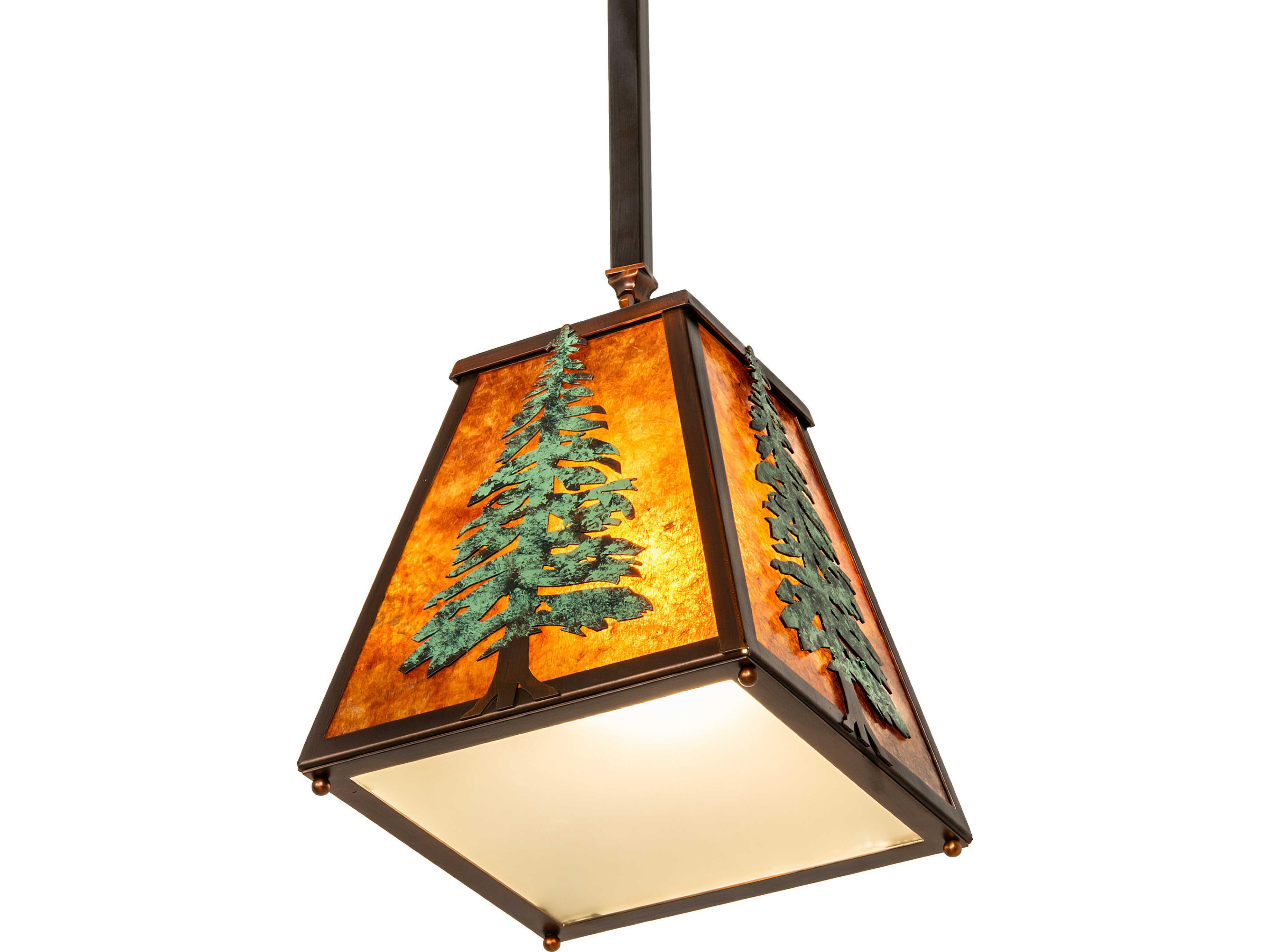 Meyda Tall Pines 1-Light Amber Mica Copper Traditional Mini Pendant