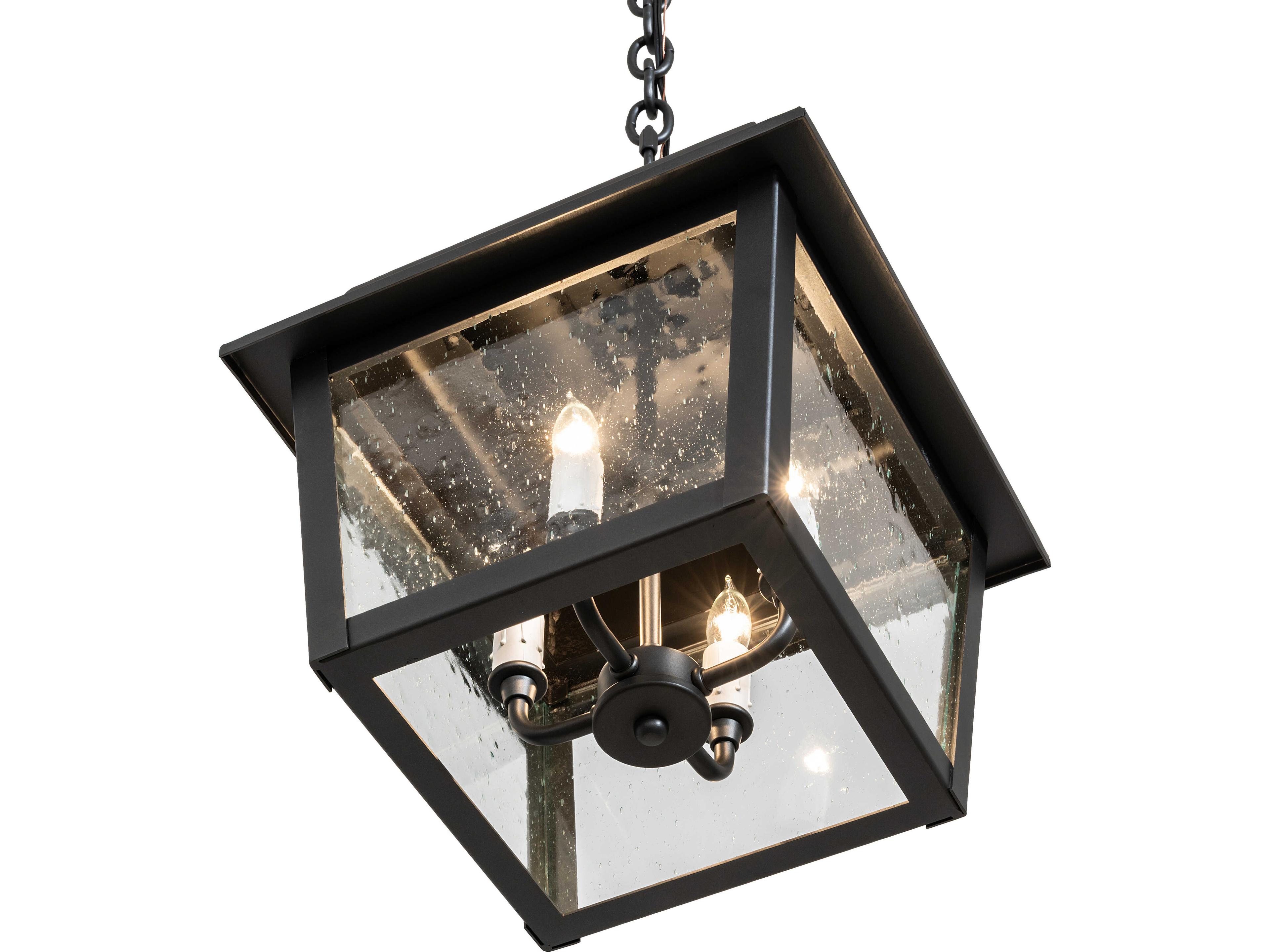 Meyda Stockwell 4-Light Clear Seeded Glass Black Traditional Mini Pendant