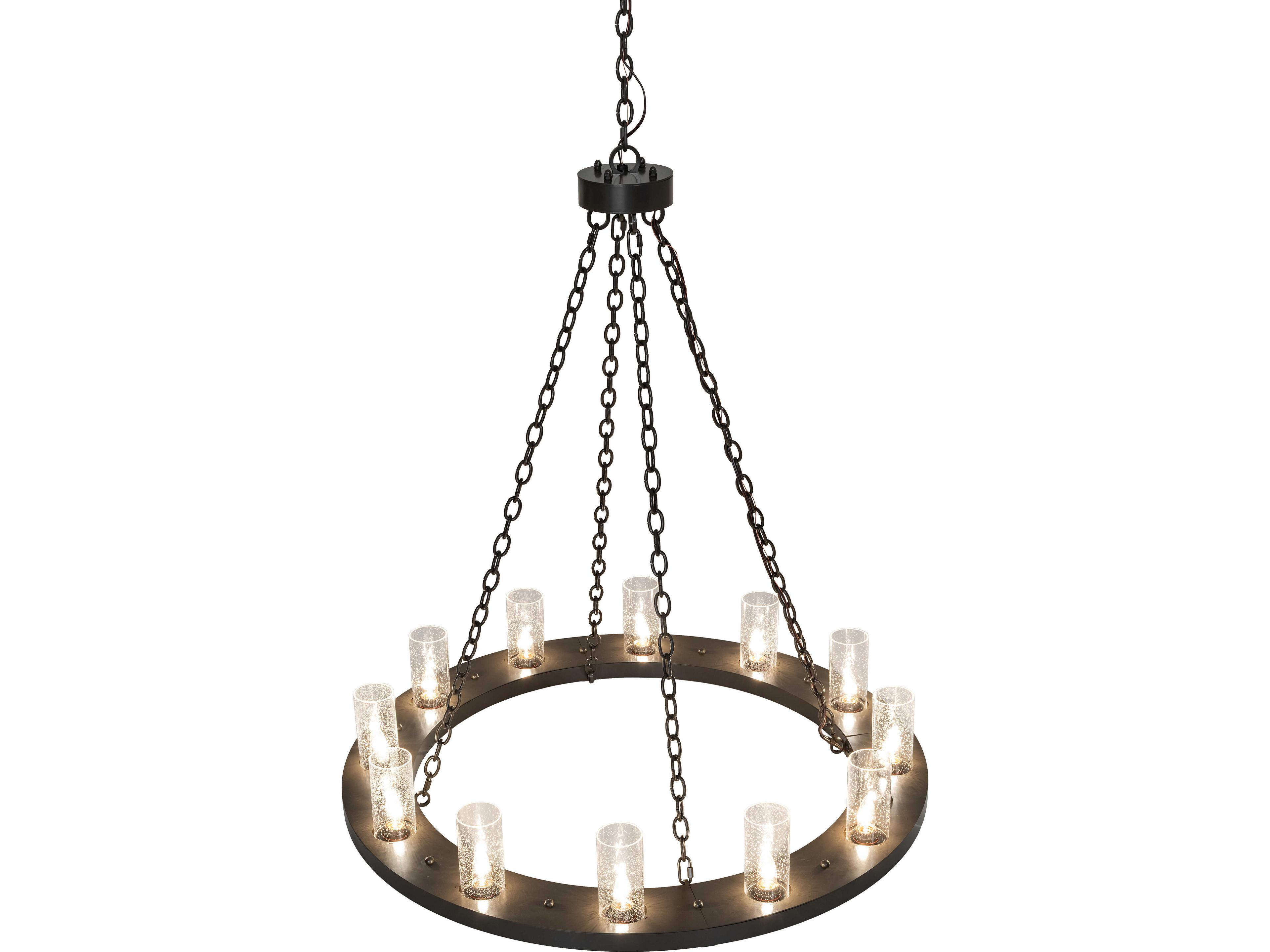 Meyda Loxley 12-Light Clear Seeded Glass Bronze Traditional Chandelier