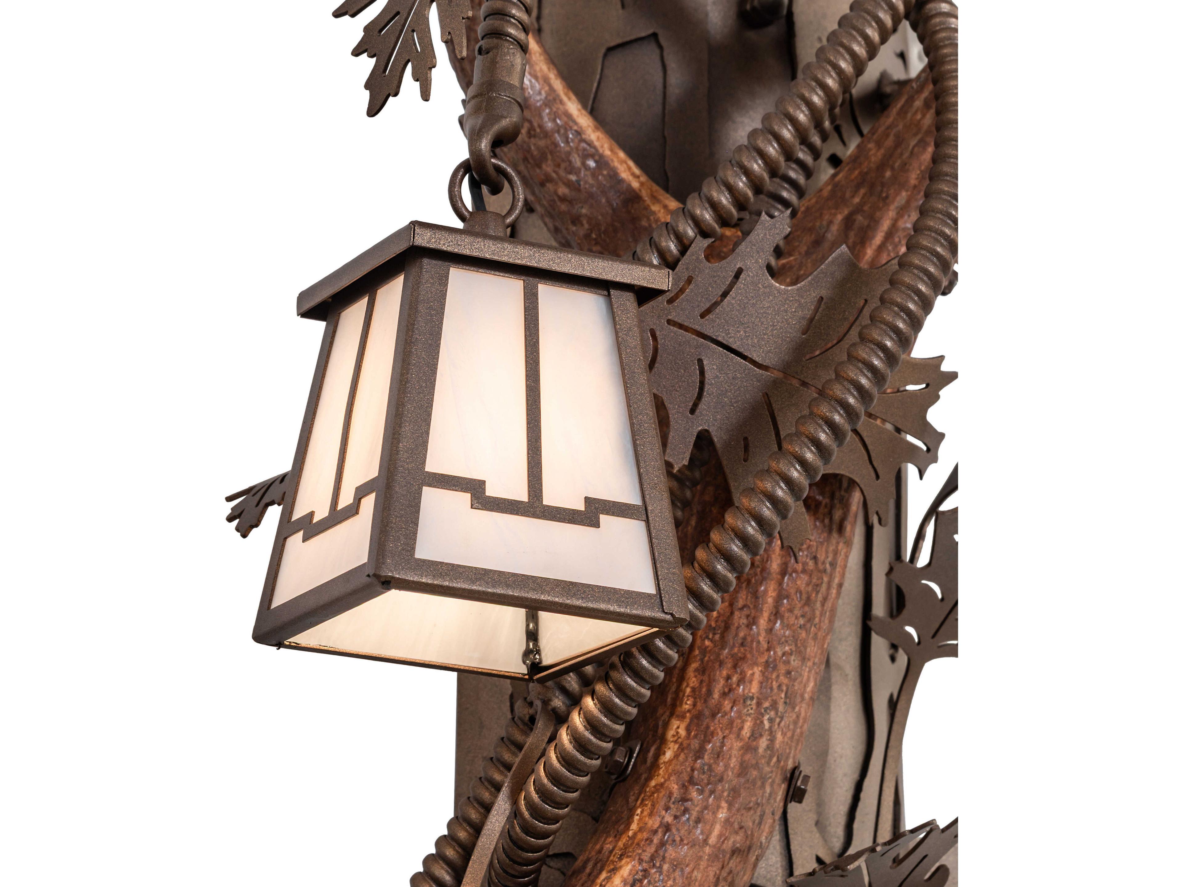 Meyda Antlers 3-Light Whitestone Idalight Bronze Wall Sconce