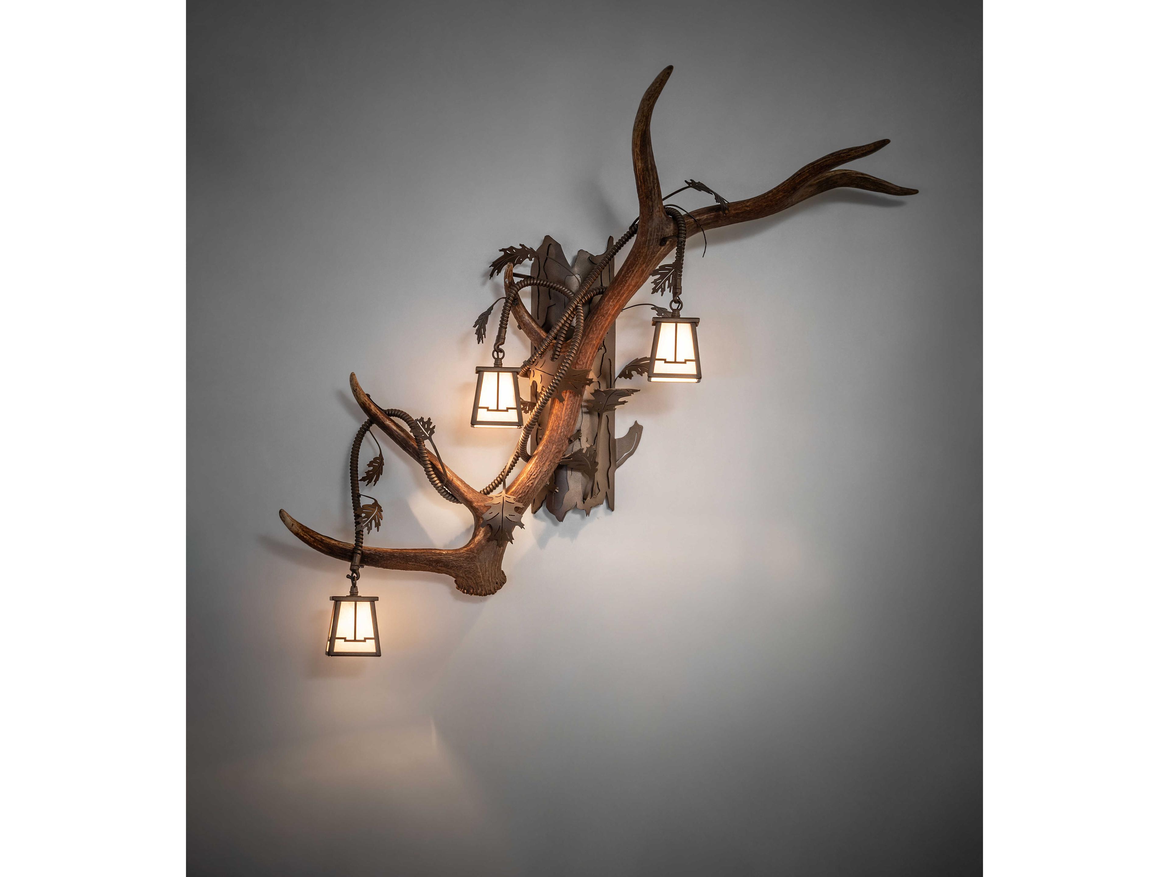 Meyda Antlers 3-Light Whitestone Idalight Bronze Wall Sconce