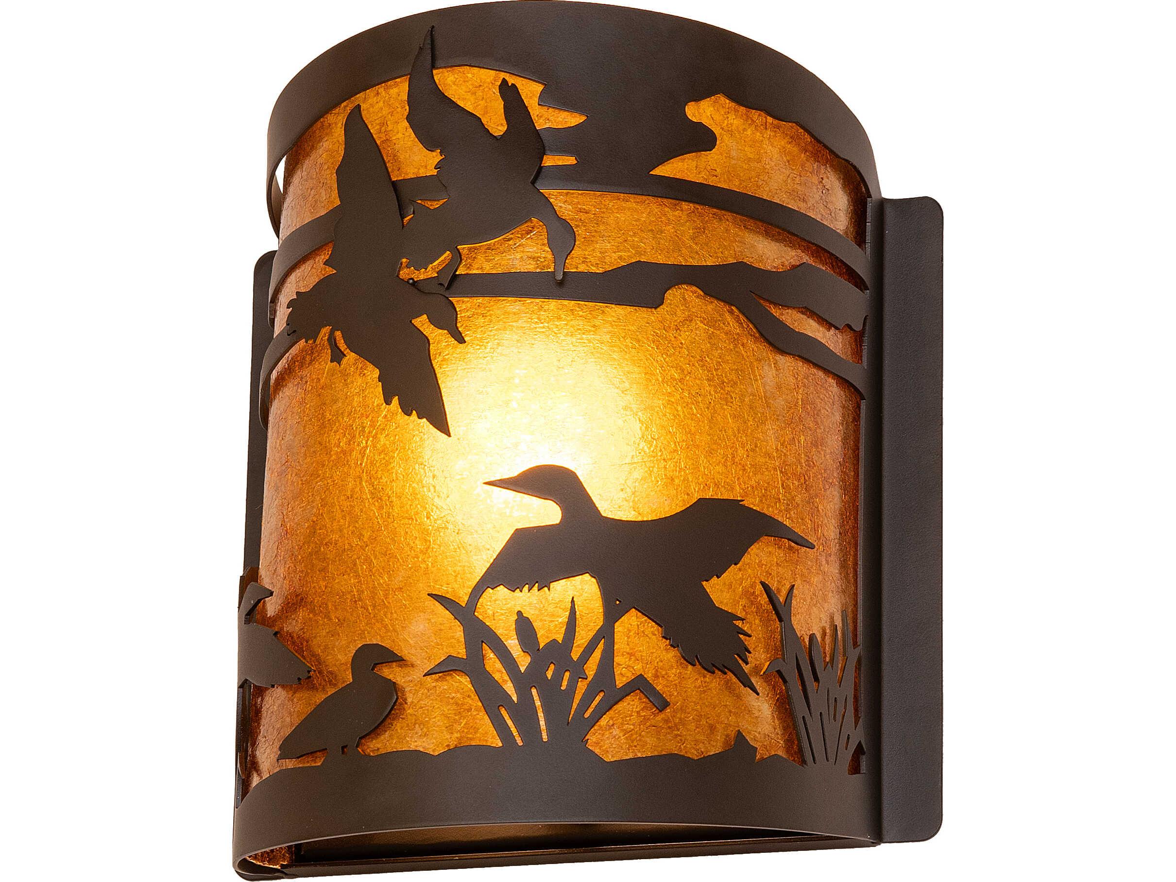 Meyda Ducks In Flight in 1-Light Amber Mica Bronze Traditional Wall Sconce