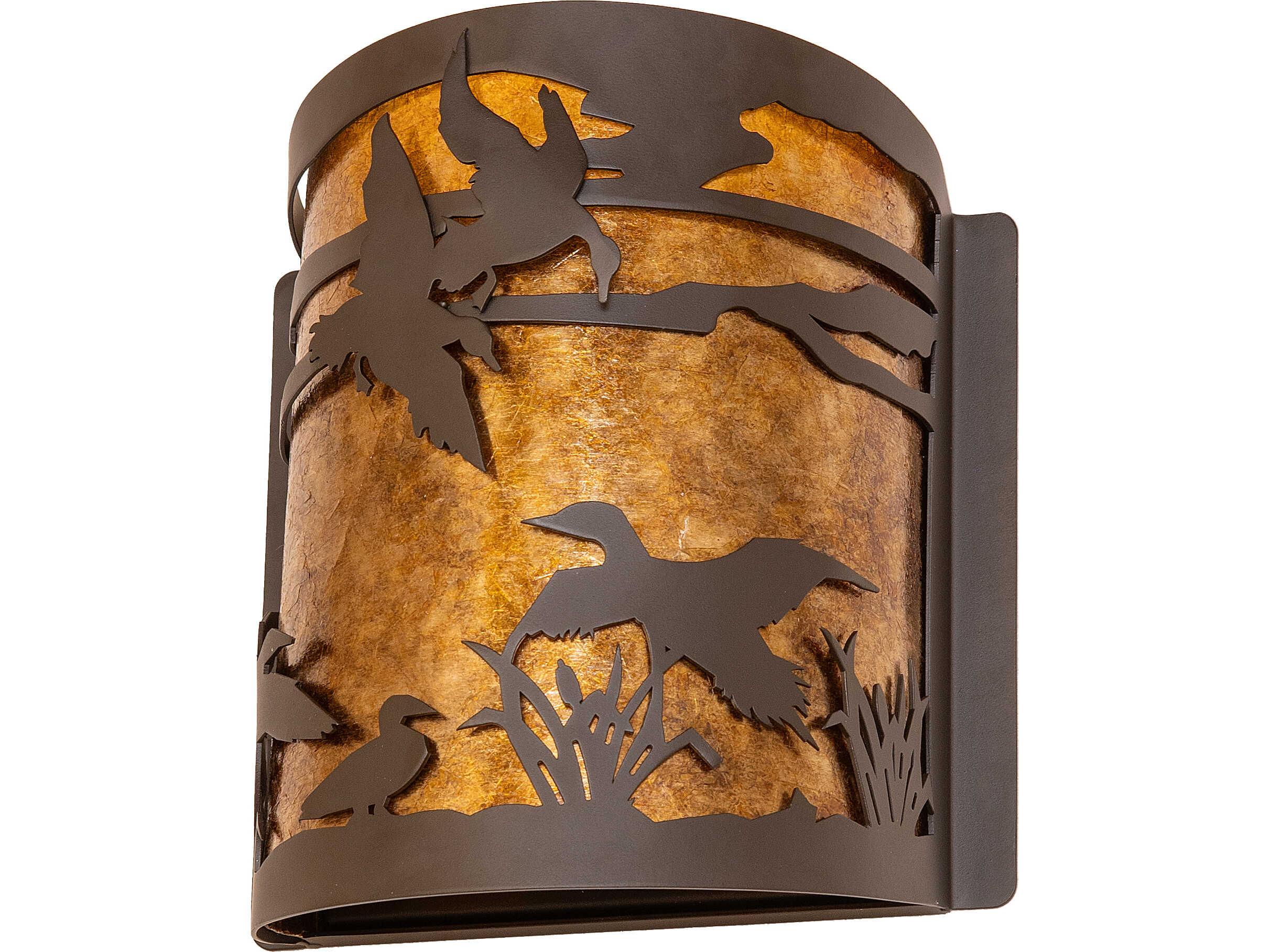 Meyda Ducks In Flight in 1-Light Amber Mica Bronze Traditional Wall Sconce