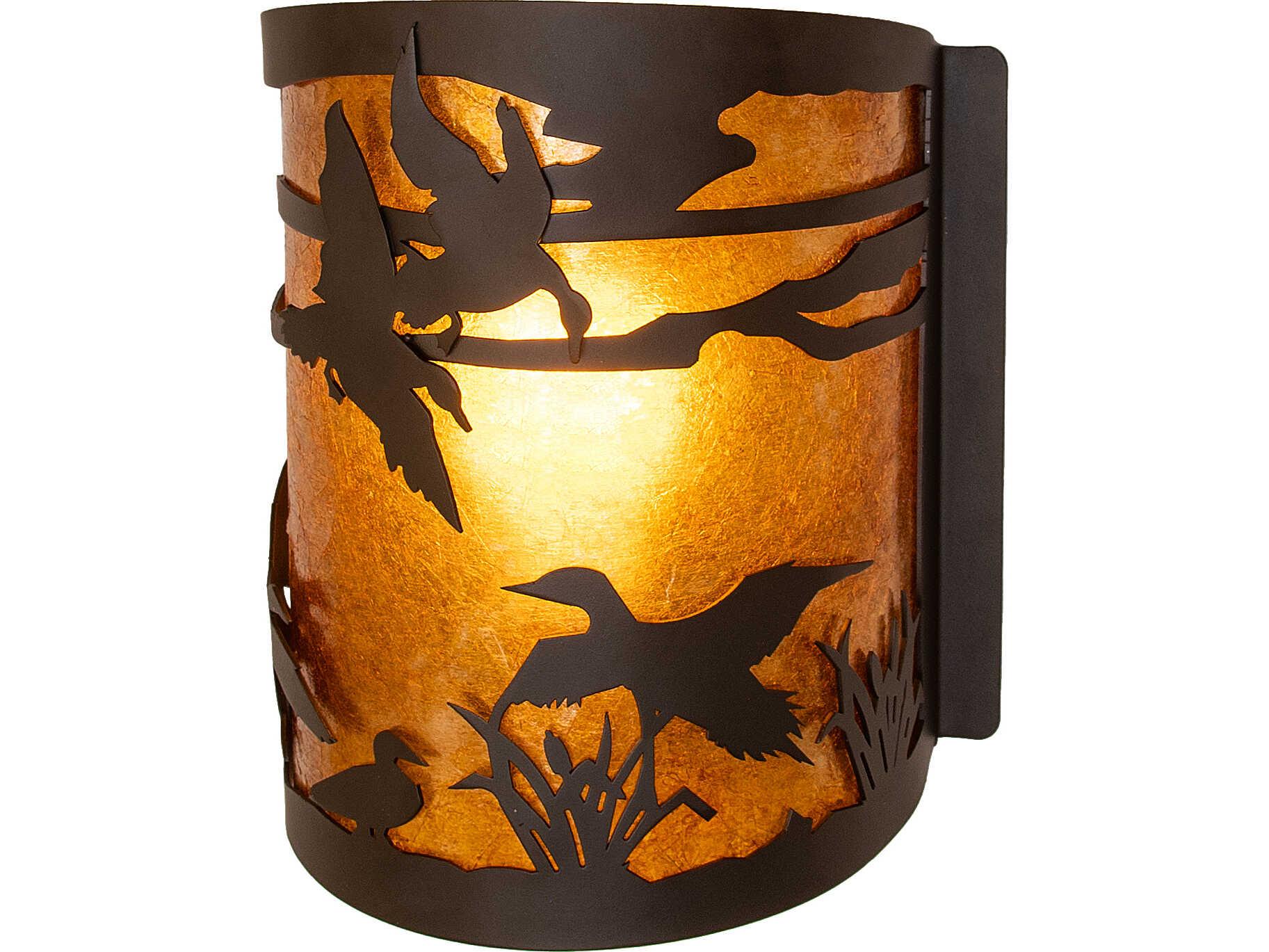 Meyda Ducks In Flight in 1-Light Amber Mica Bronze Traditional Wall Sconce