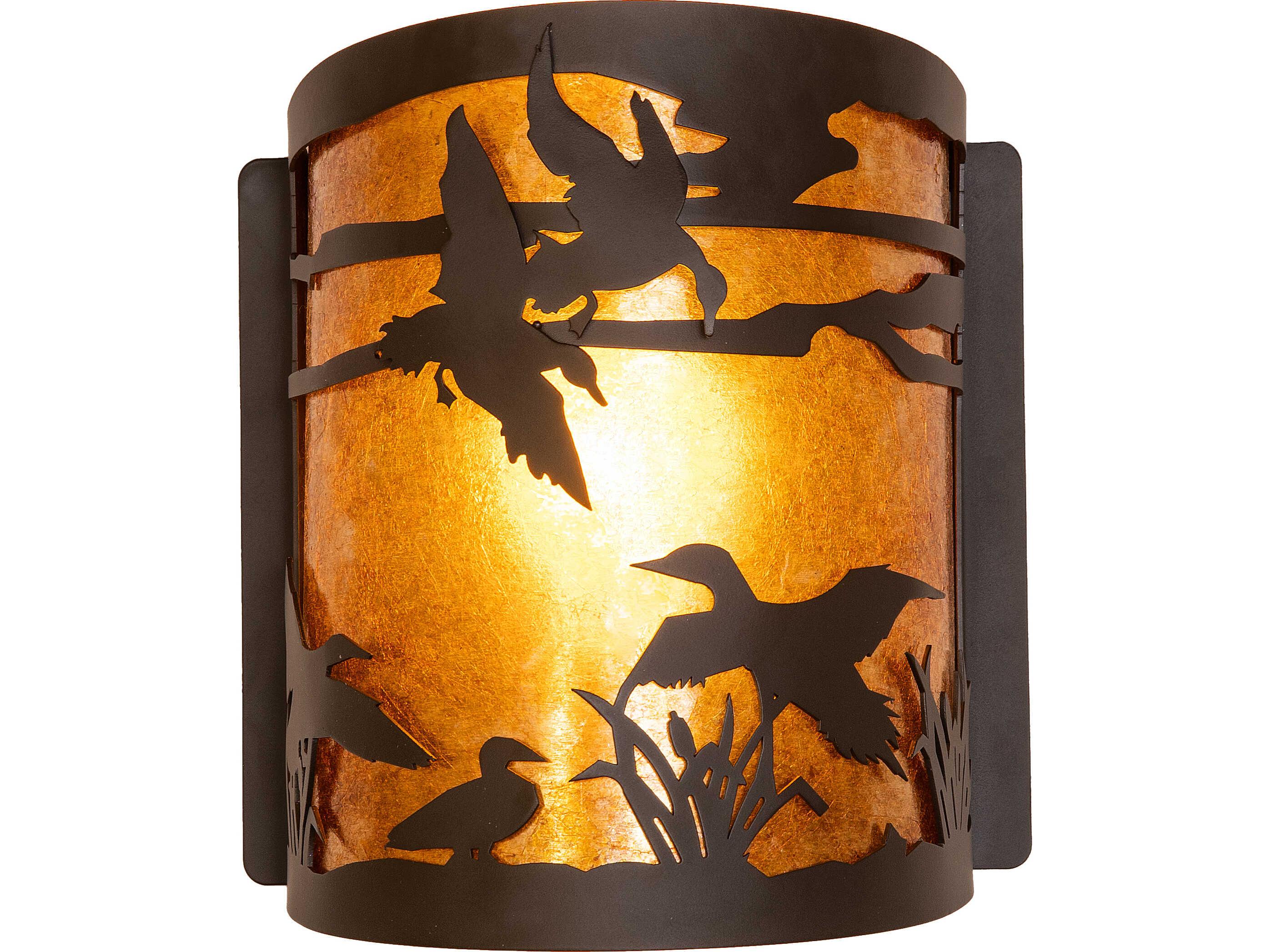 Meyda Ducks In Flight in 1-Light Amber Mica Bronze Traditional Wall Sconce