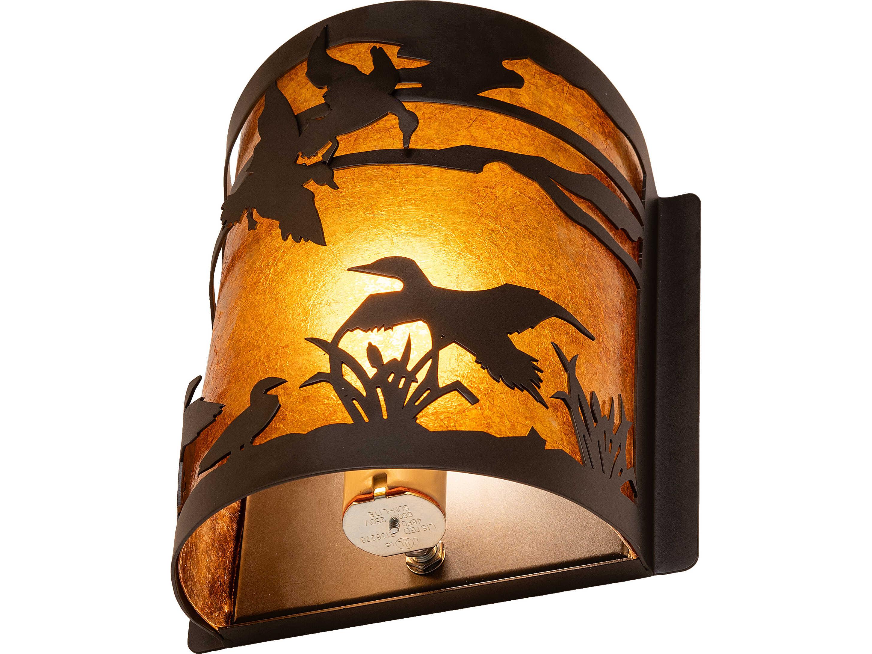 Meyda Ducks In Flight in 1-Light Amber Mica Bronze Traditional Wall Sconce