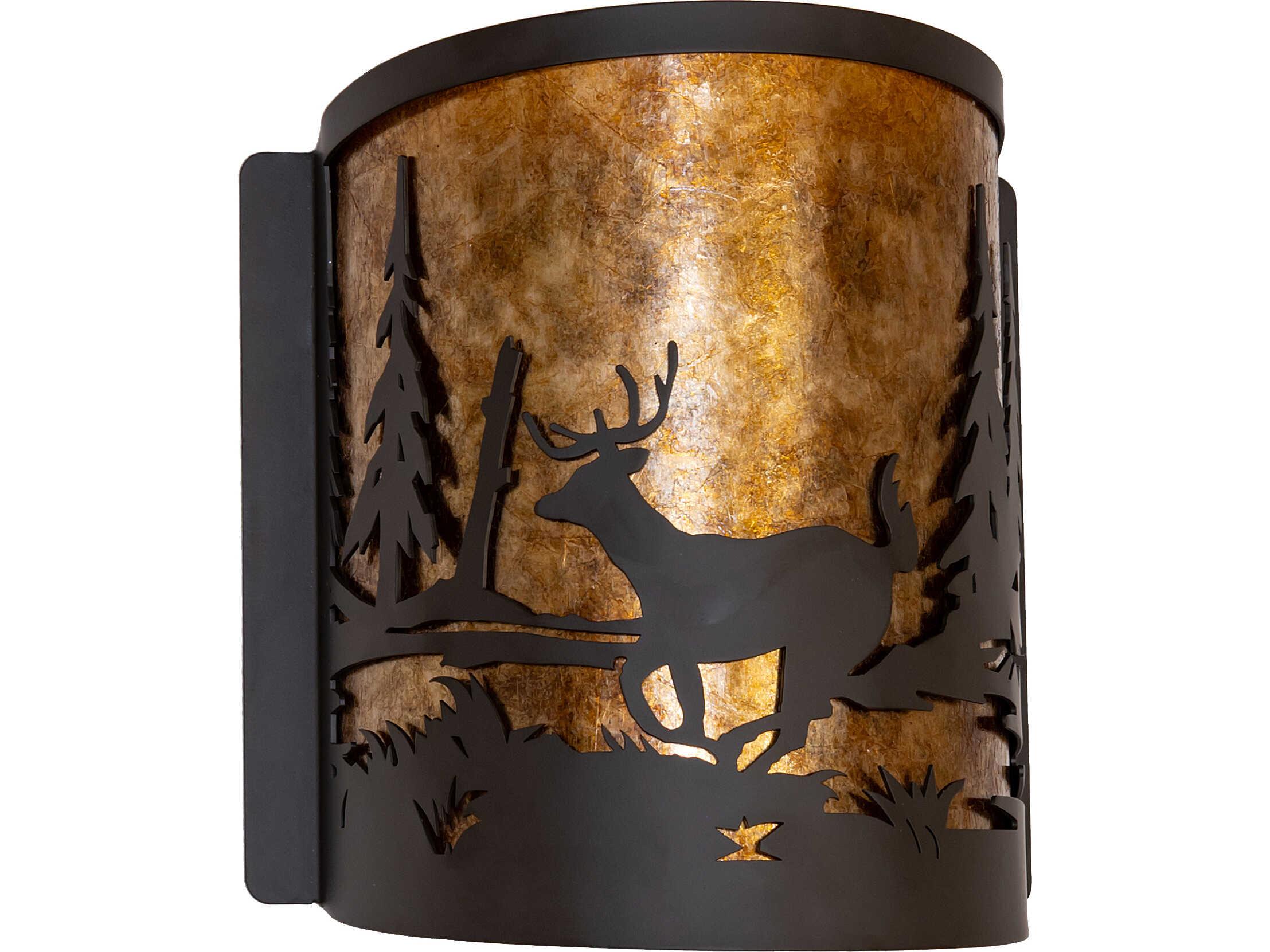 Meyda Deer At Lake at 1-Light Amber Mica Bronze Traditional Wall Sconce