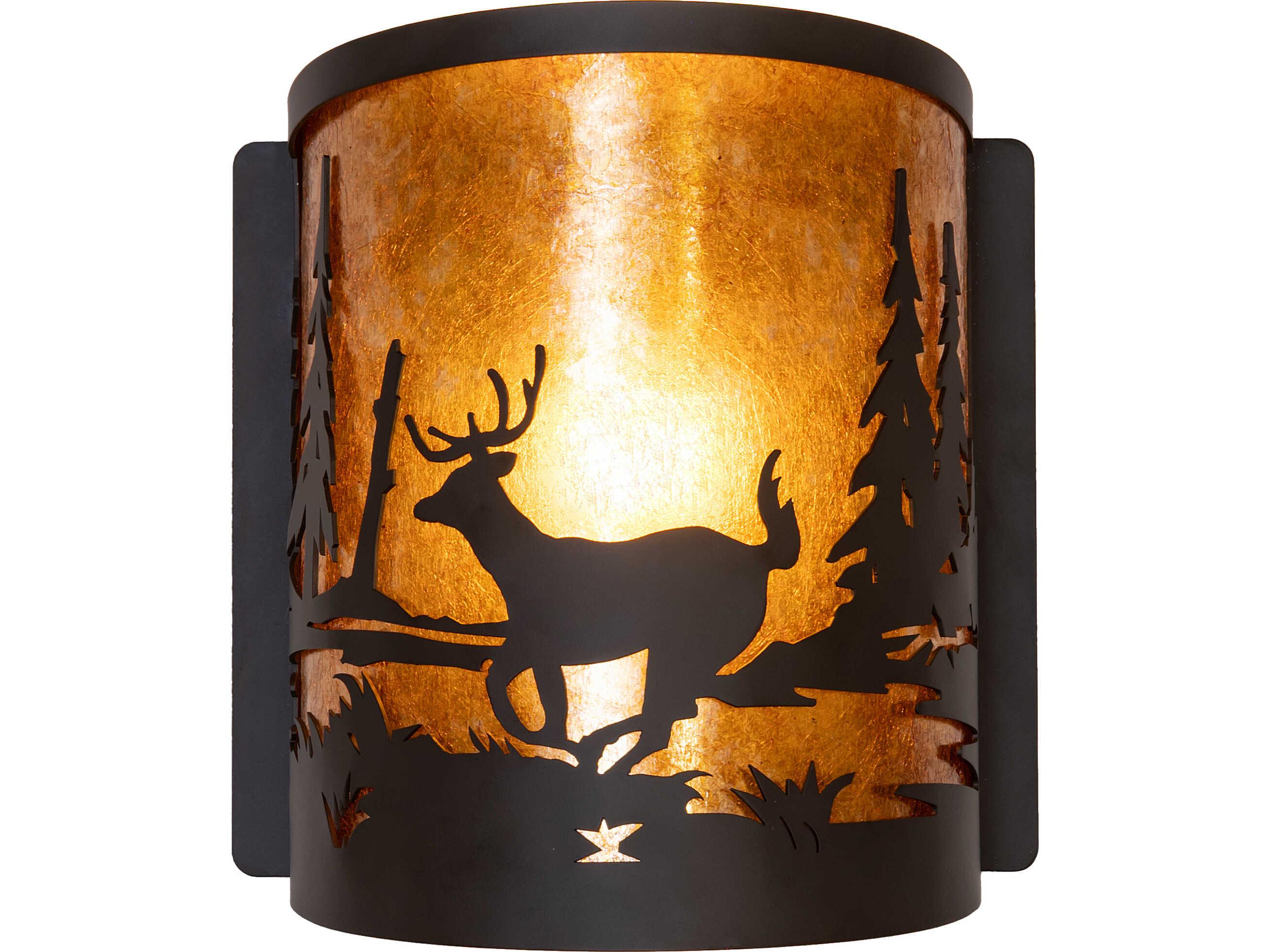Meyda Deer At Lake at 1-Light Amber Mica Bronze Traditional Wall Sconce
