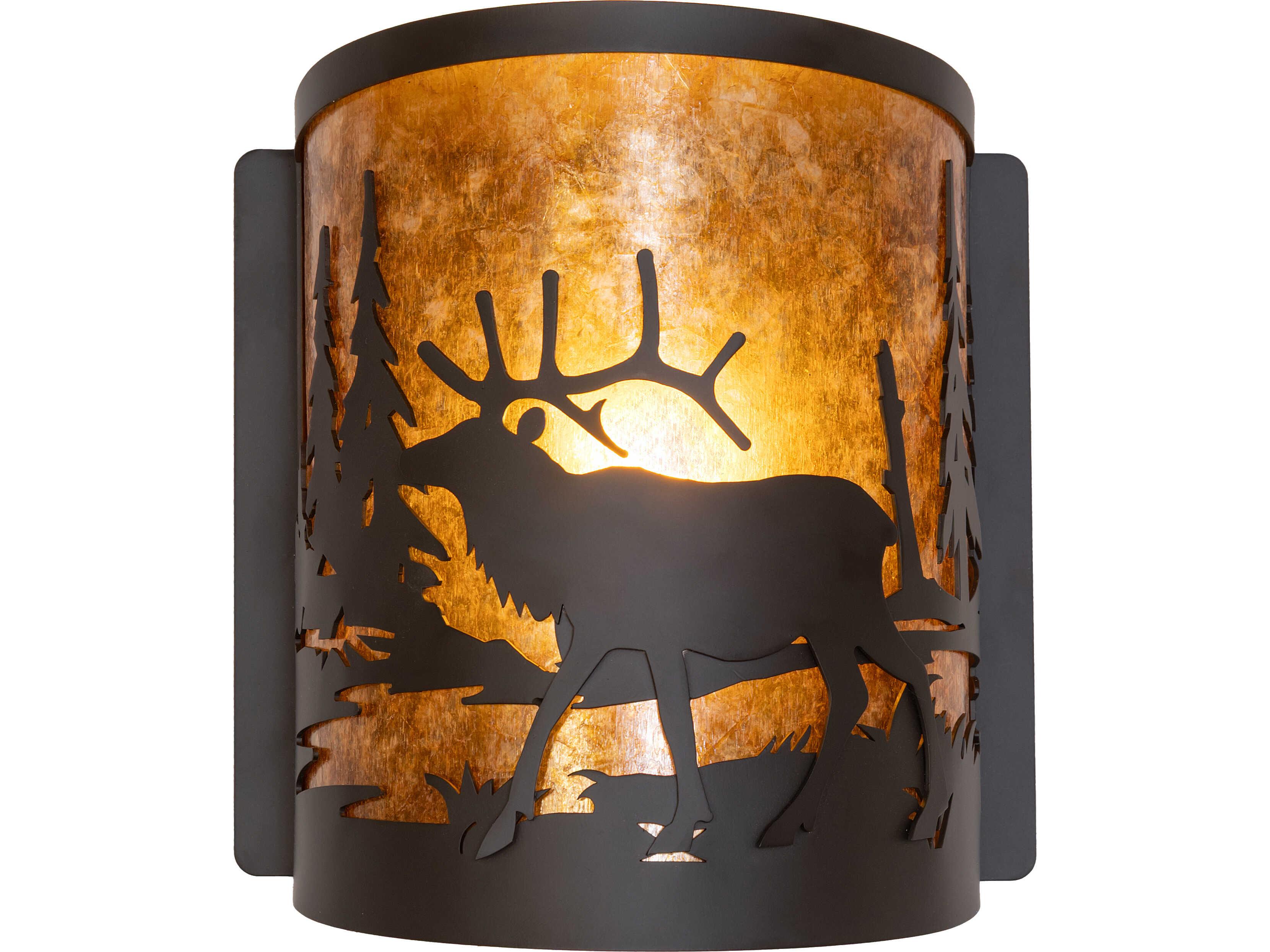 Meyda Elk At Lake at 1-Light Amber Mica Bronze Traditional Wall Sconce