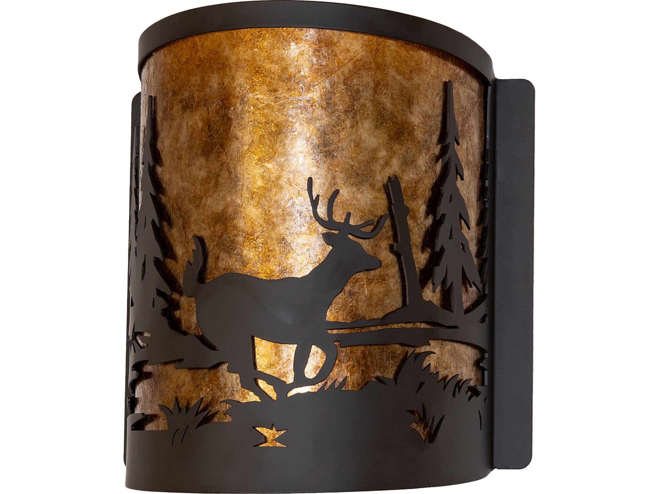 Meyda Deer At Lake at 1-Light Amber Mica Bronze Traditional Wall Sconce