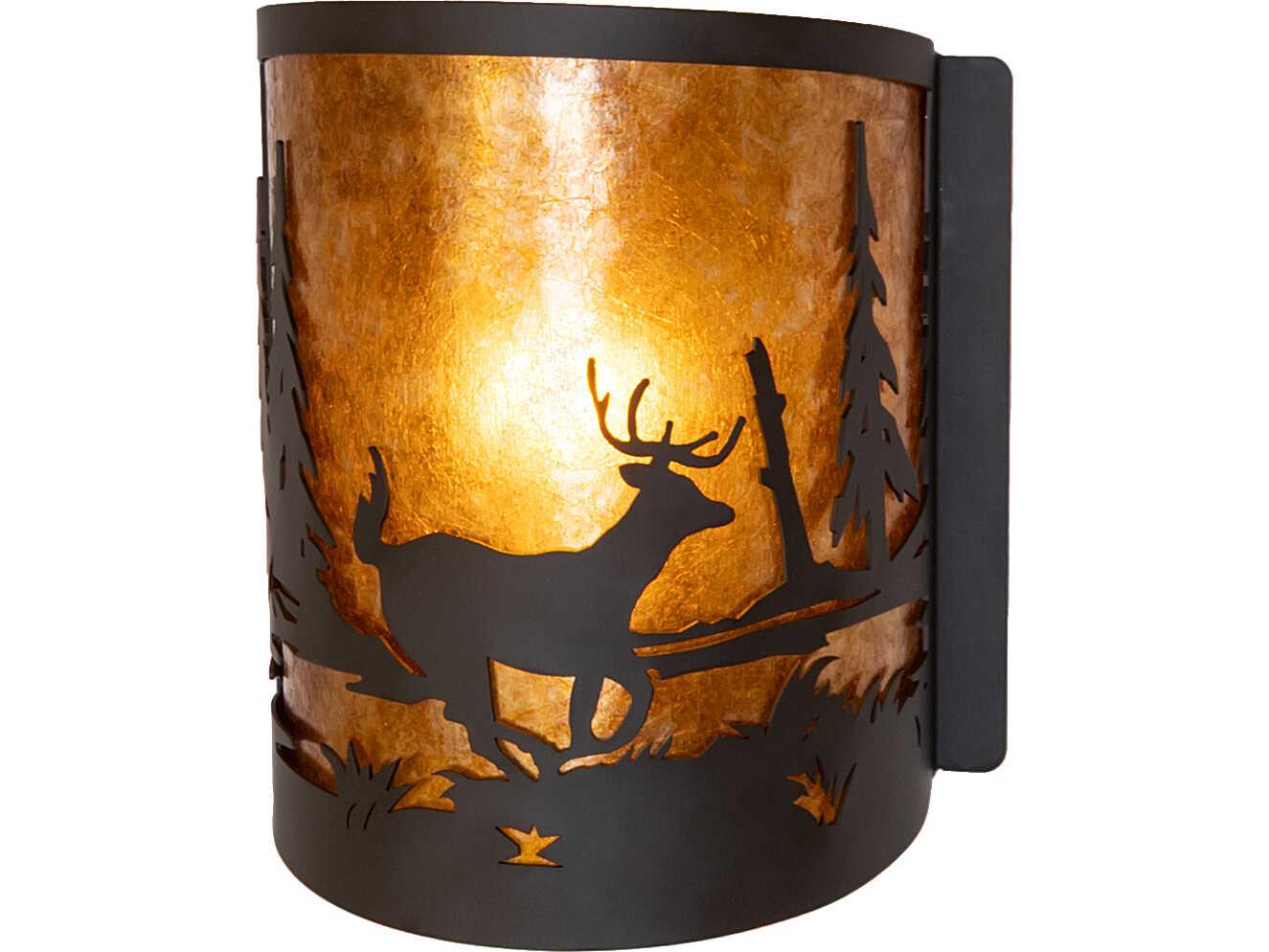 Meyda Deer At Lake at 1-Light Amber Mica Bronze Traditional Wall Sconce