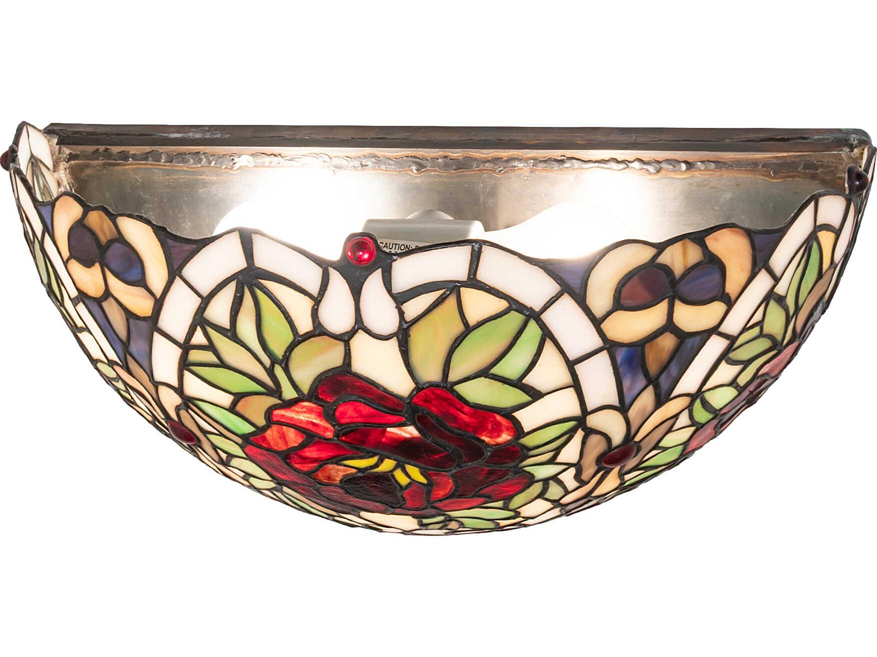 Meyda Renaissance Rose 2-Light Stained Glass Bronze Traditional Wall Sconce