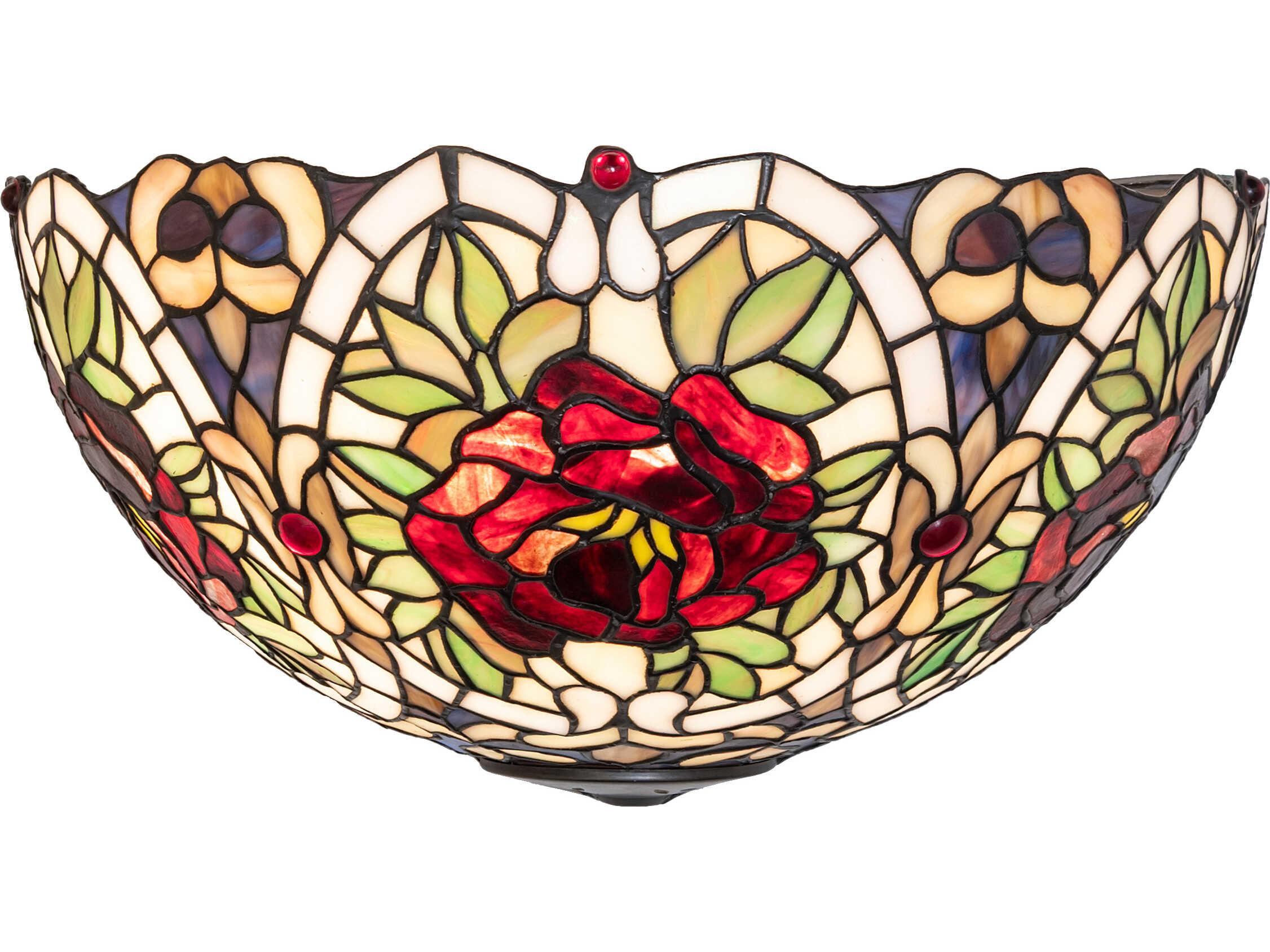 Meyda Renaissance Rose 2-Light Stained Glass Bronze Traditional Wall Sconce