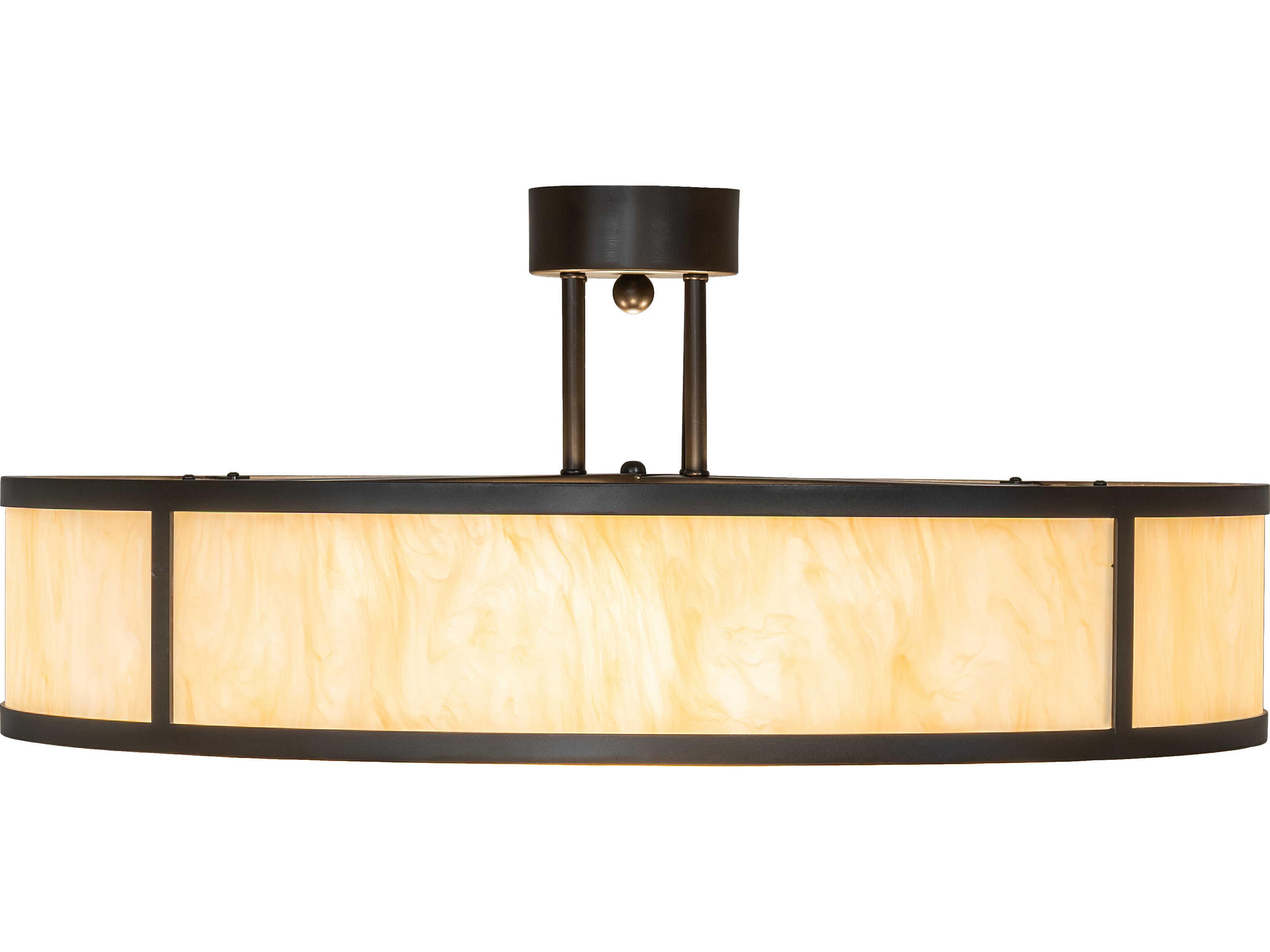 Meyda Cilindro 4-Light Sahara Taupe Idalight Bronze Semi Flush Mount